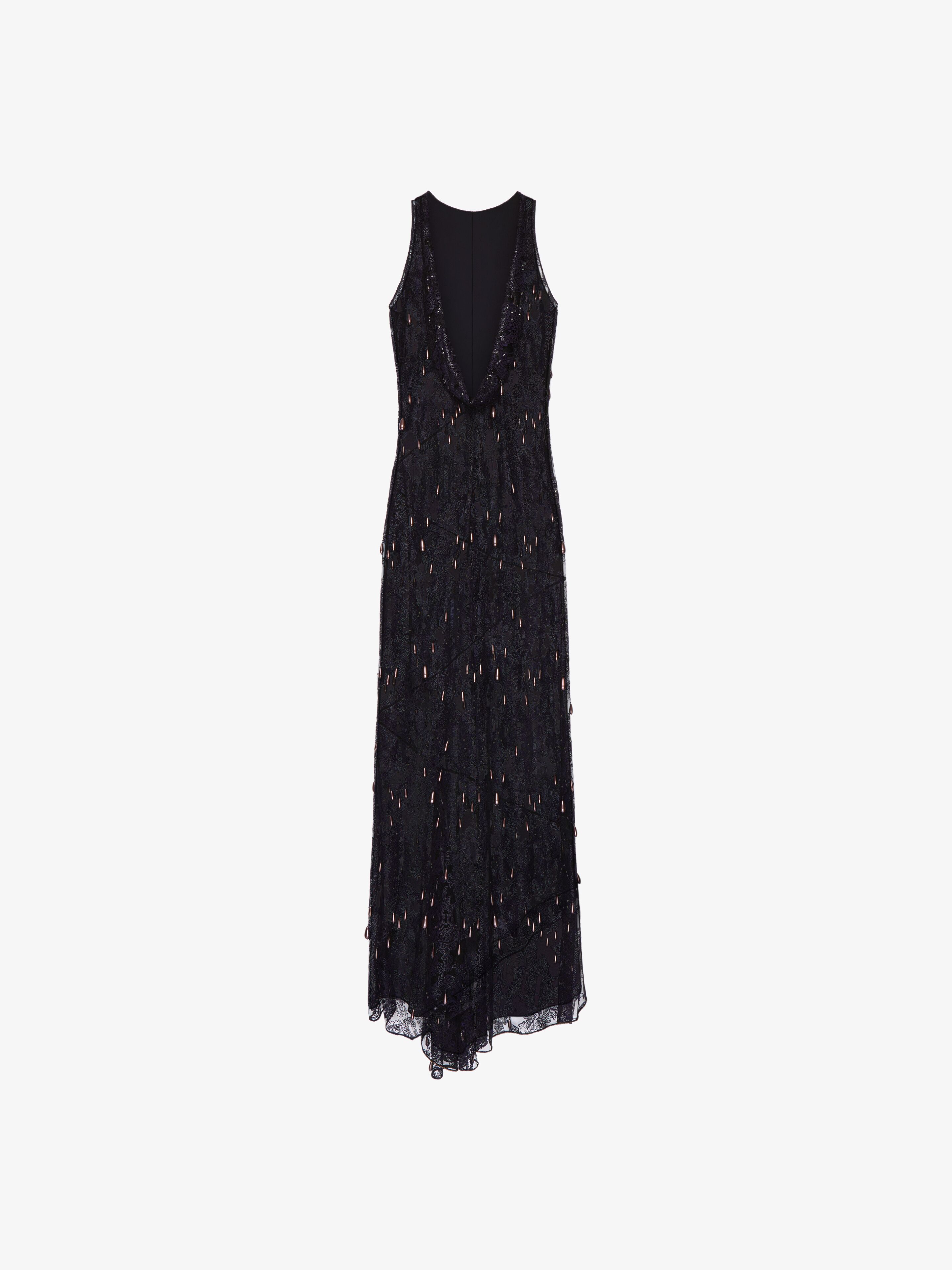 Givenchy - Robe Du Soir En Dentelle Avec Perles Brodées - Violet - pour Femme - Taille : 36