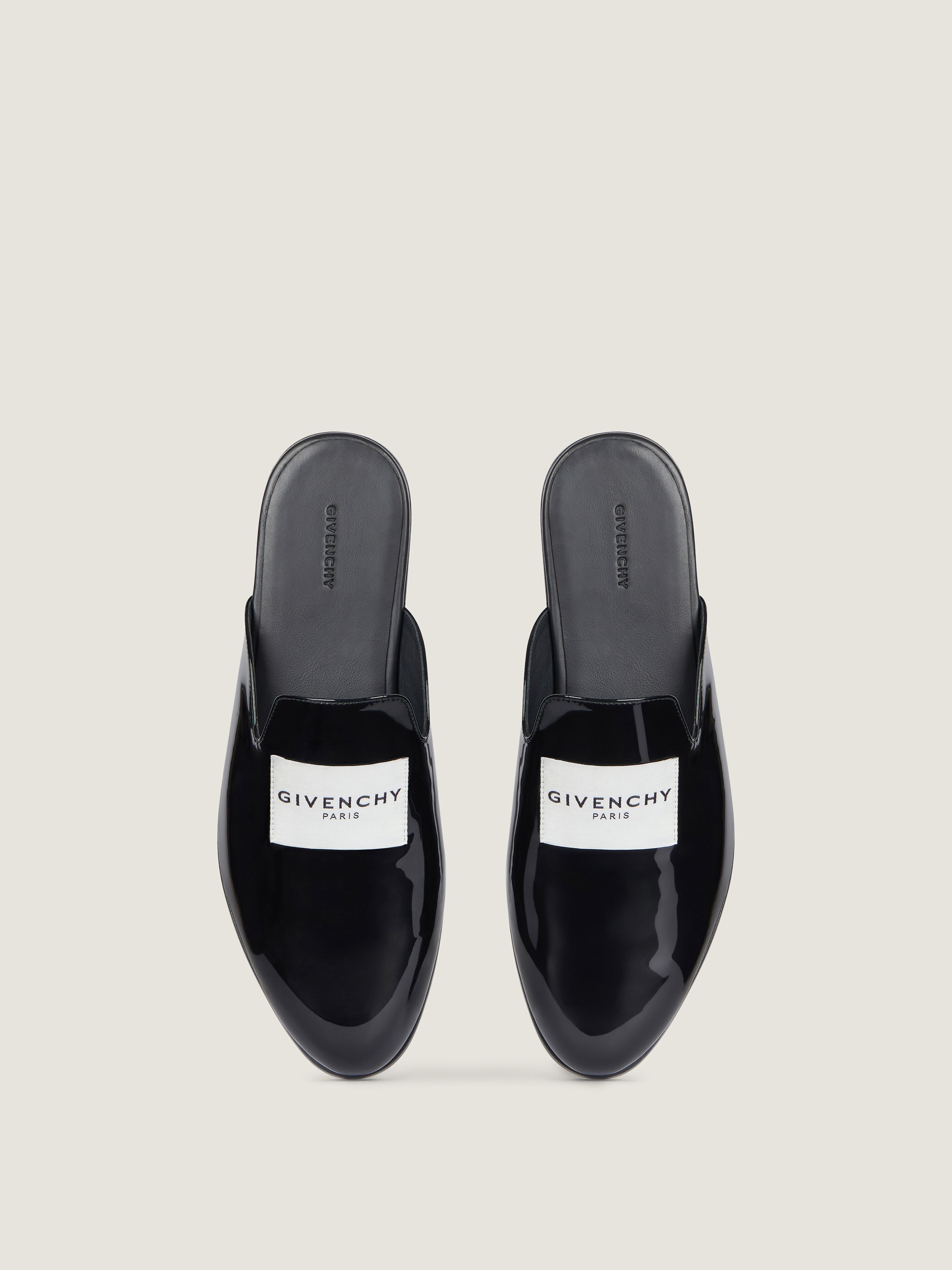 GIVENCHY ミュール Label flat mules in patent leather in - black | Givenchy US