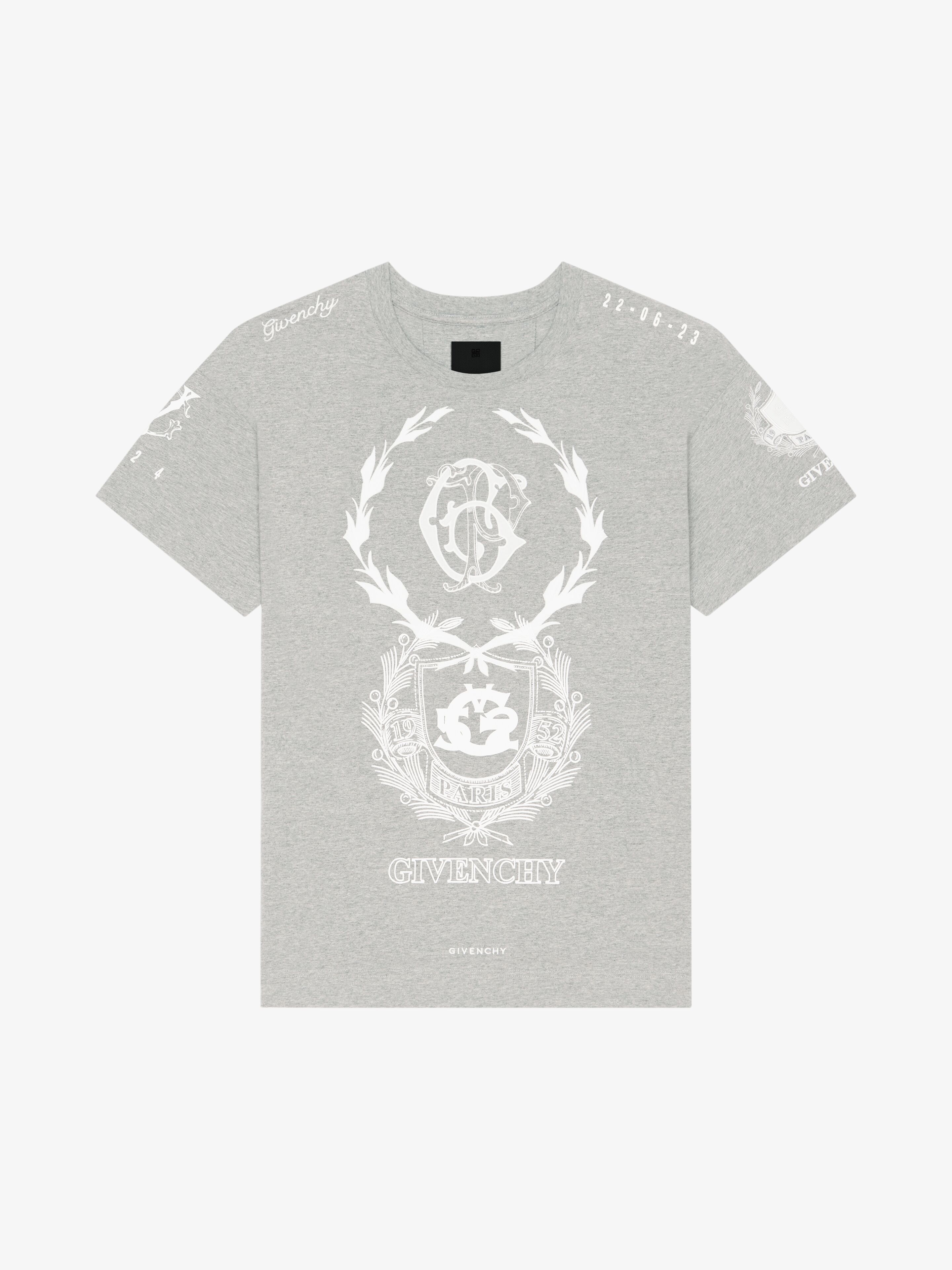 Shop Givenchy Crest T-shirt In Cotton In Light Grey Melange
