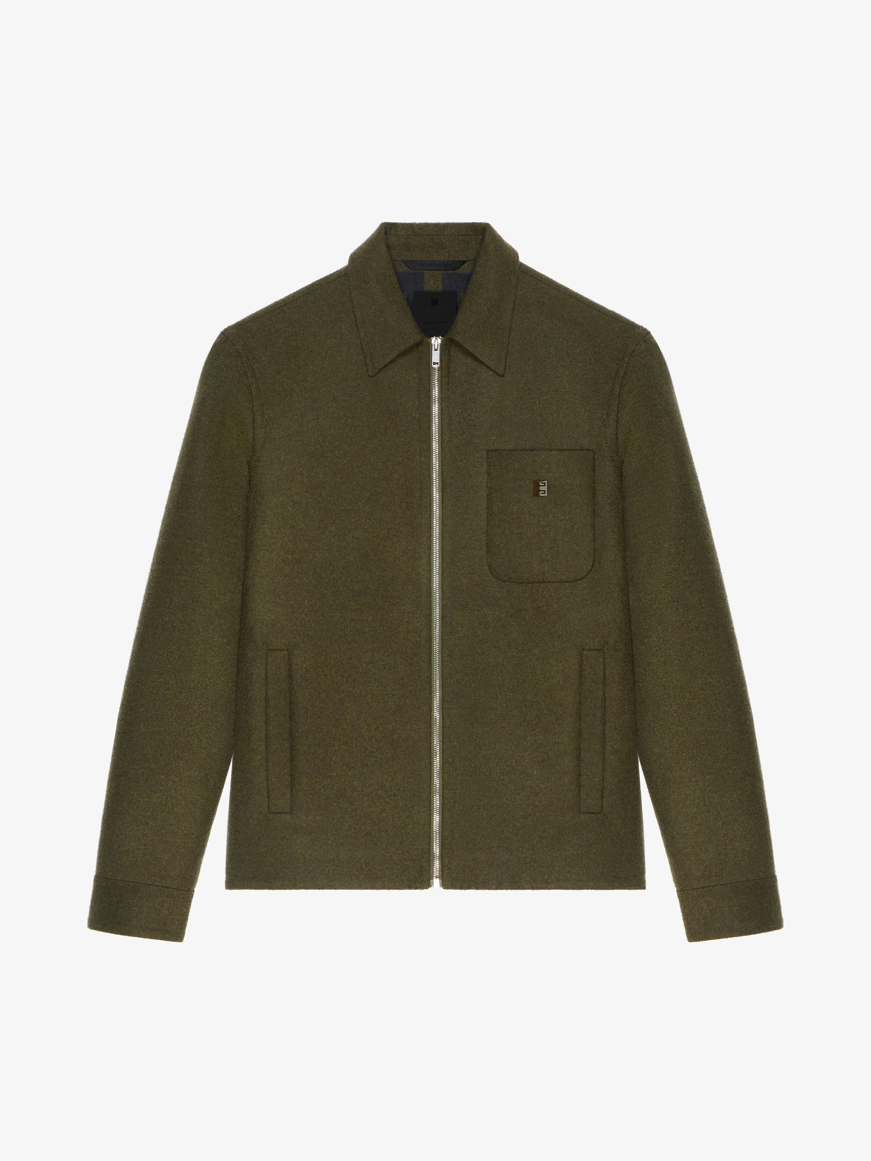 Shop Givenchy Jacket In Double Face Wool In Khaki/black
