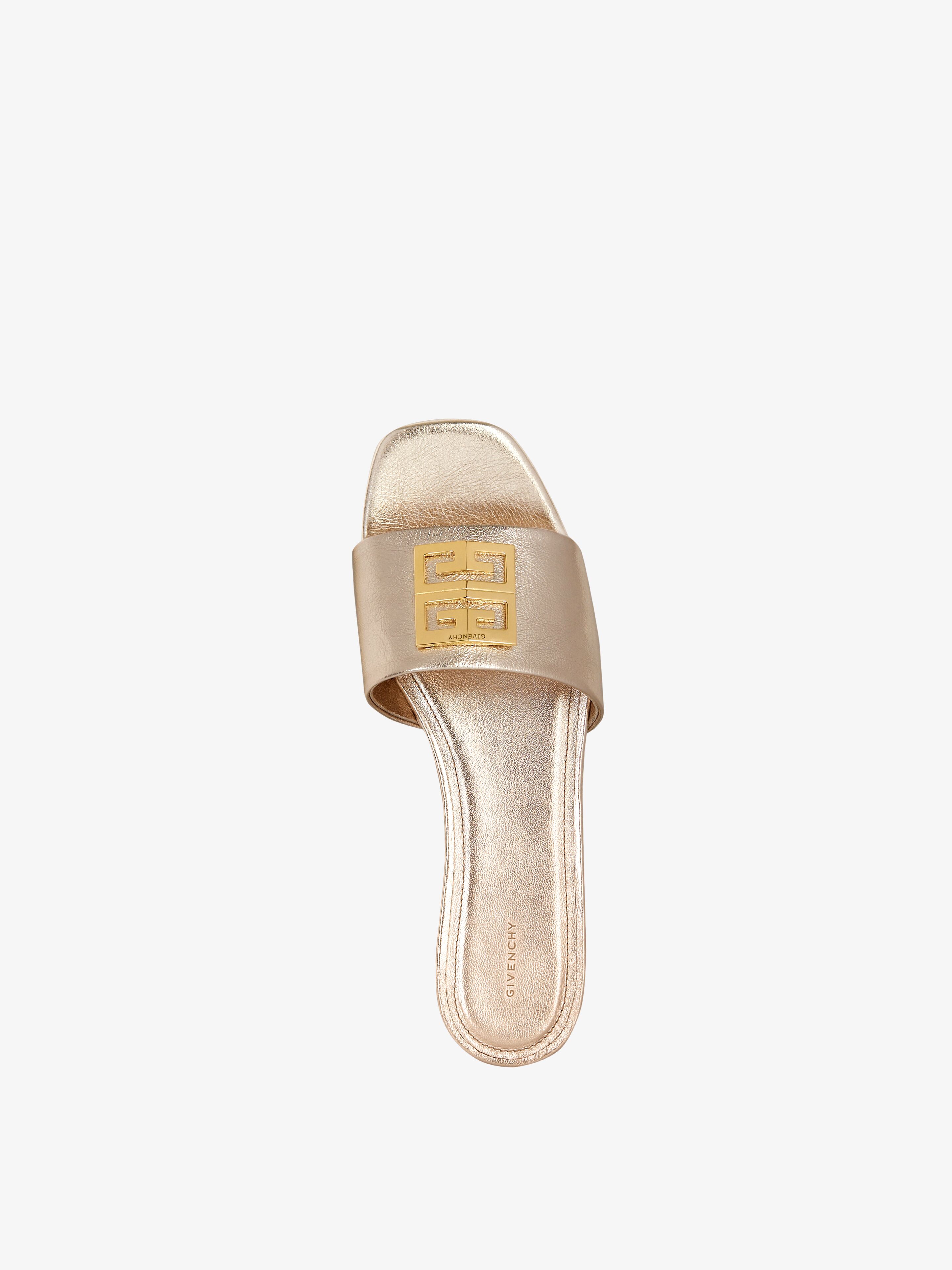 GIVENCHY Silver Flat Sandals With 4G Detail In Metallic Leather Woman