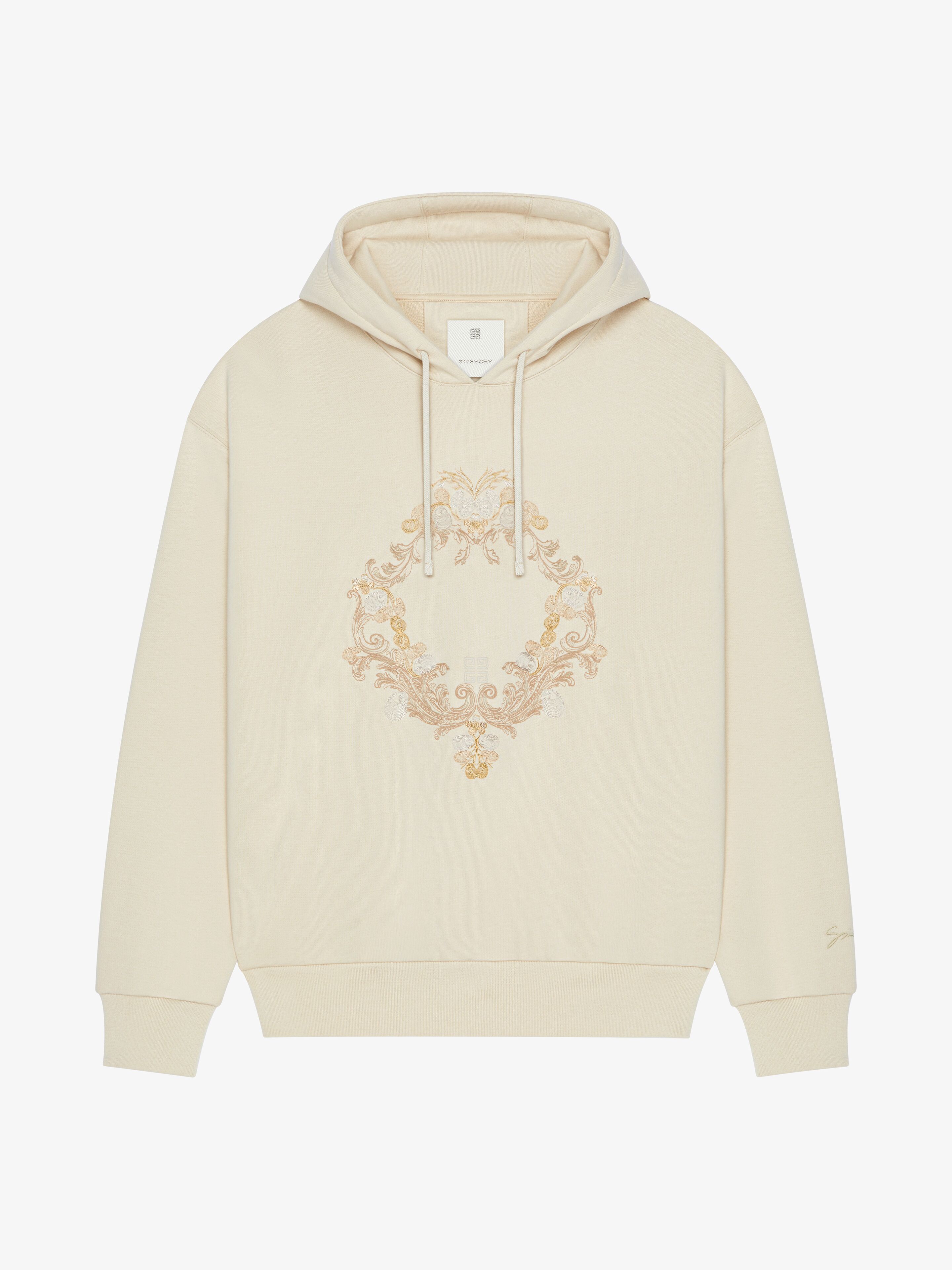Givenchy - Hoodie En Molleton Avec Broderie Baroque - Beige - pour Homme - Taille : XS
