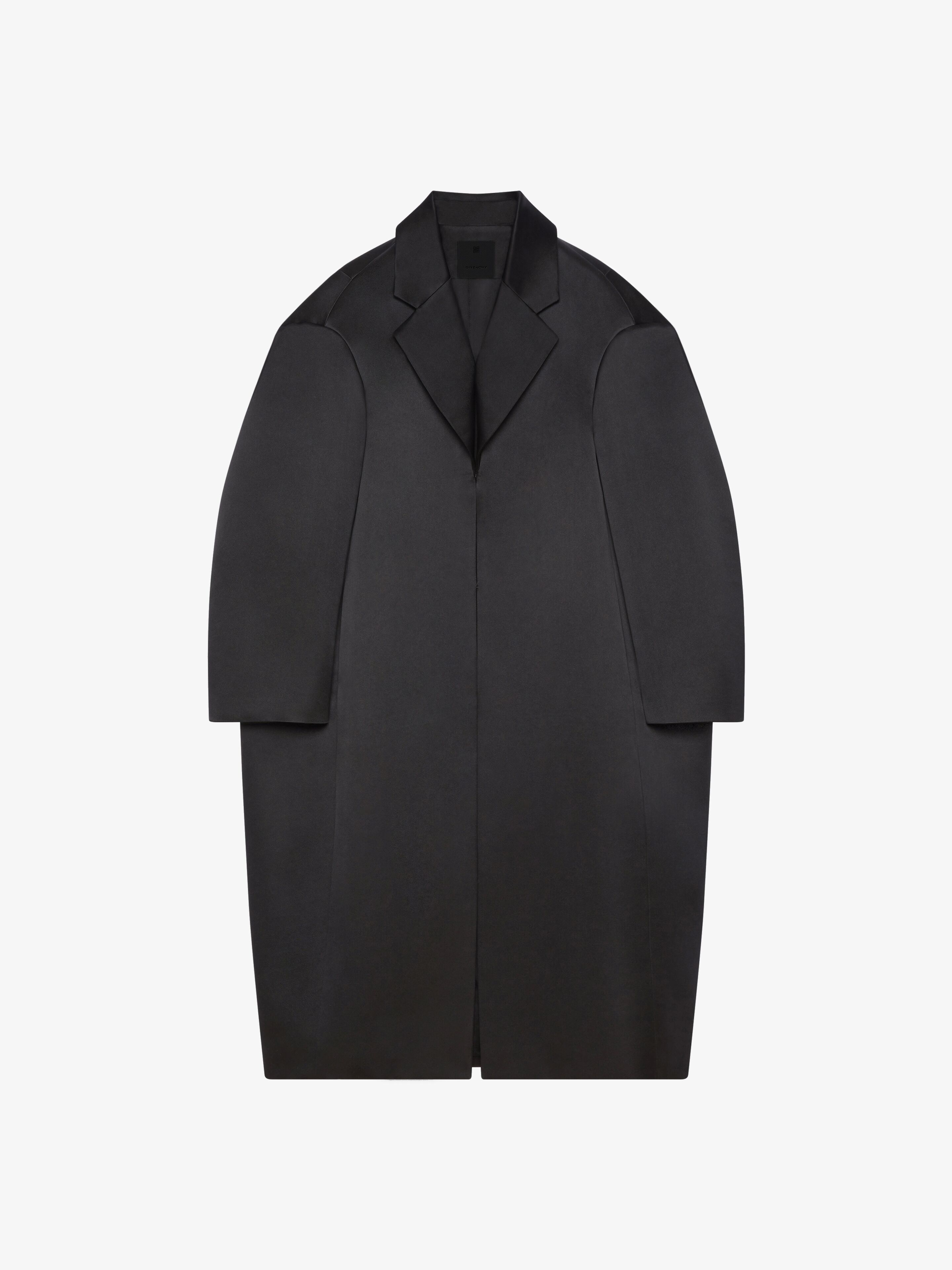 Shop Givenchy Oversized Coat In Silk Satin Duchesse In Black