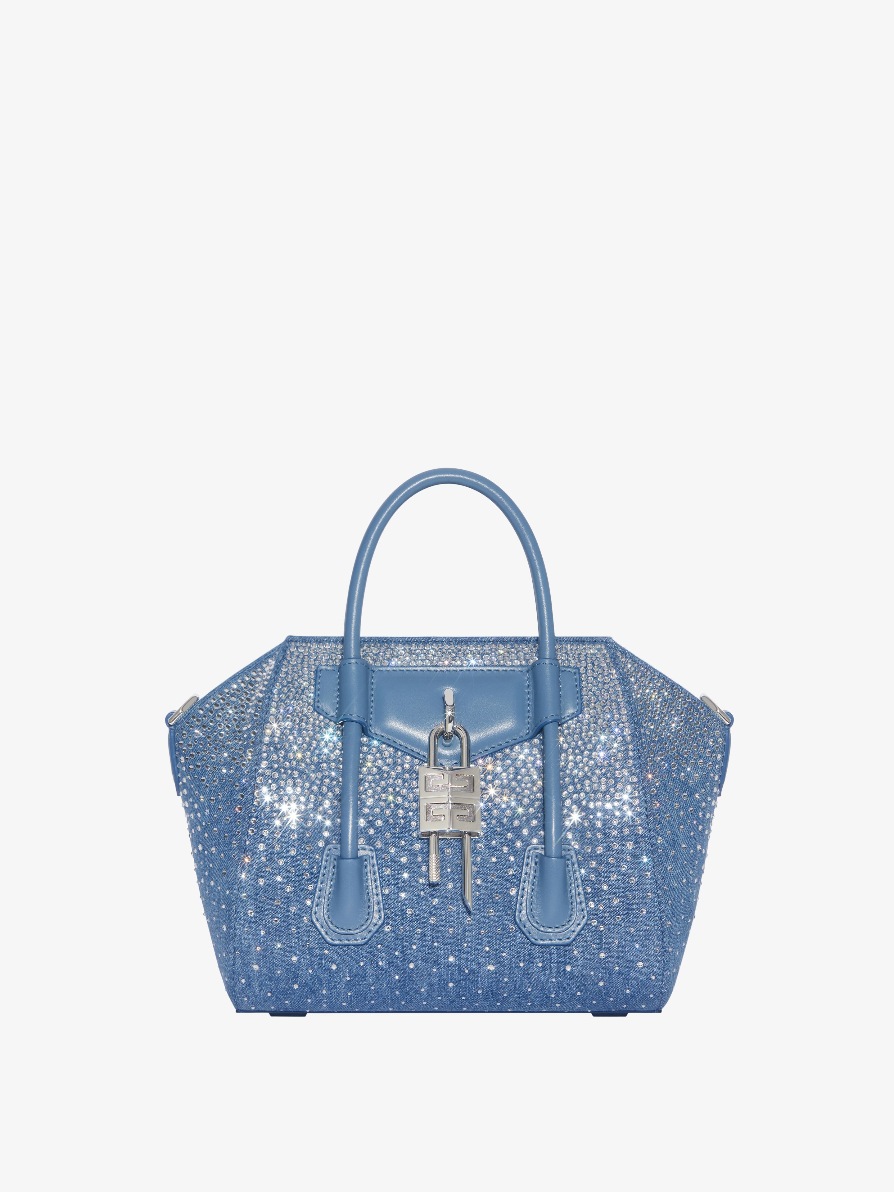 Givenchy - Sac Antigona Lock Mini En Denim Avec Strass - pour Femme