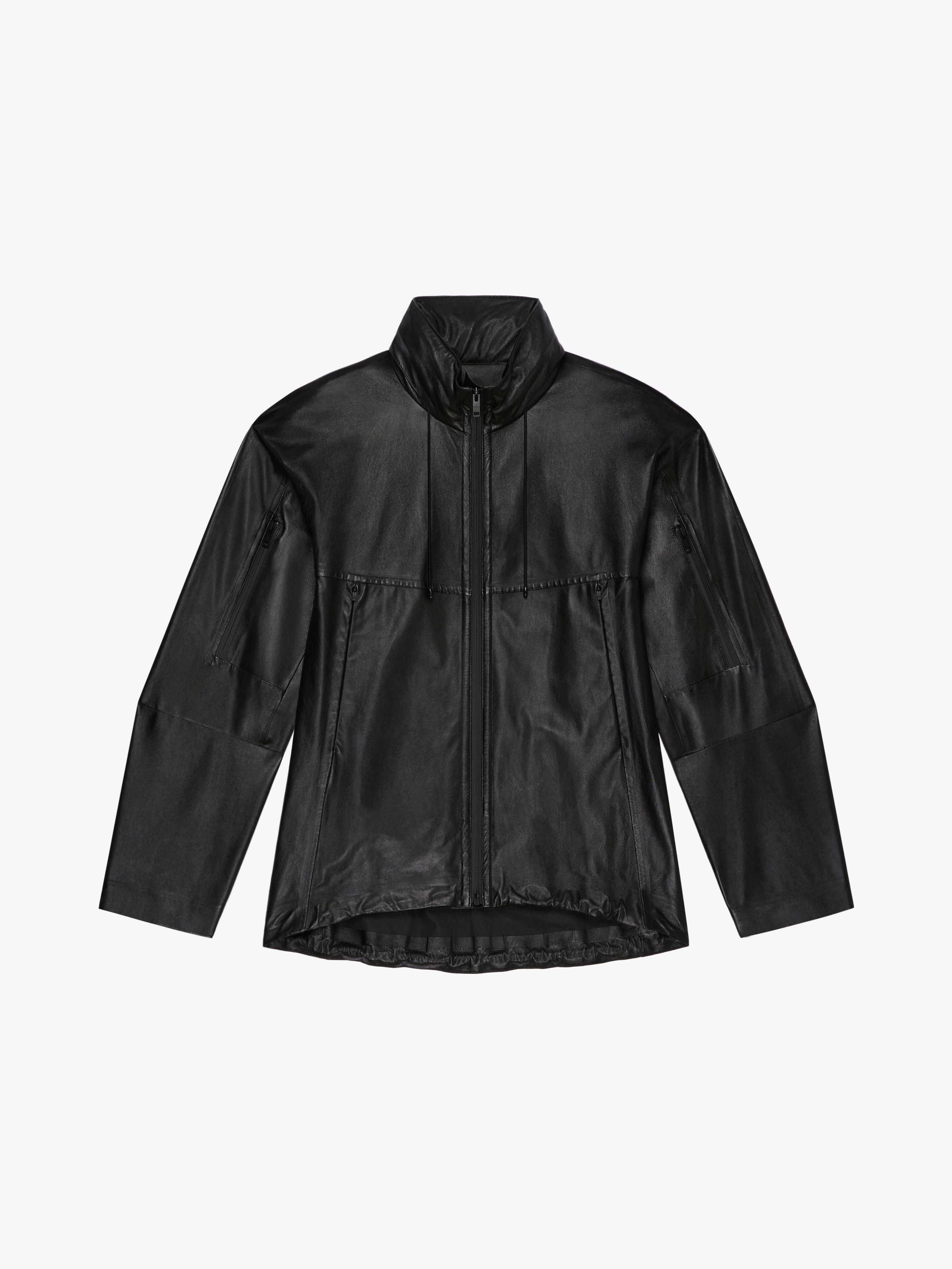 Givenchy Windbreaker In Leather With Reflective Details In Black
