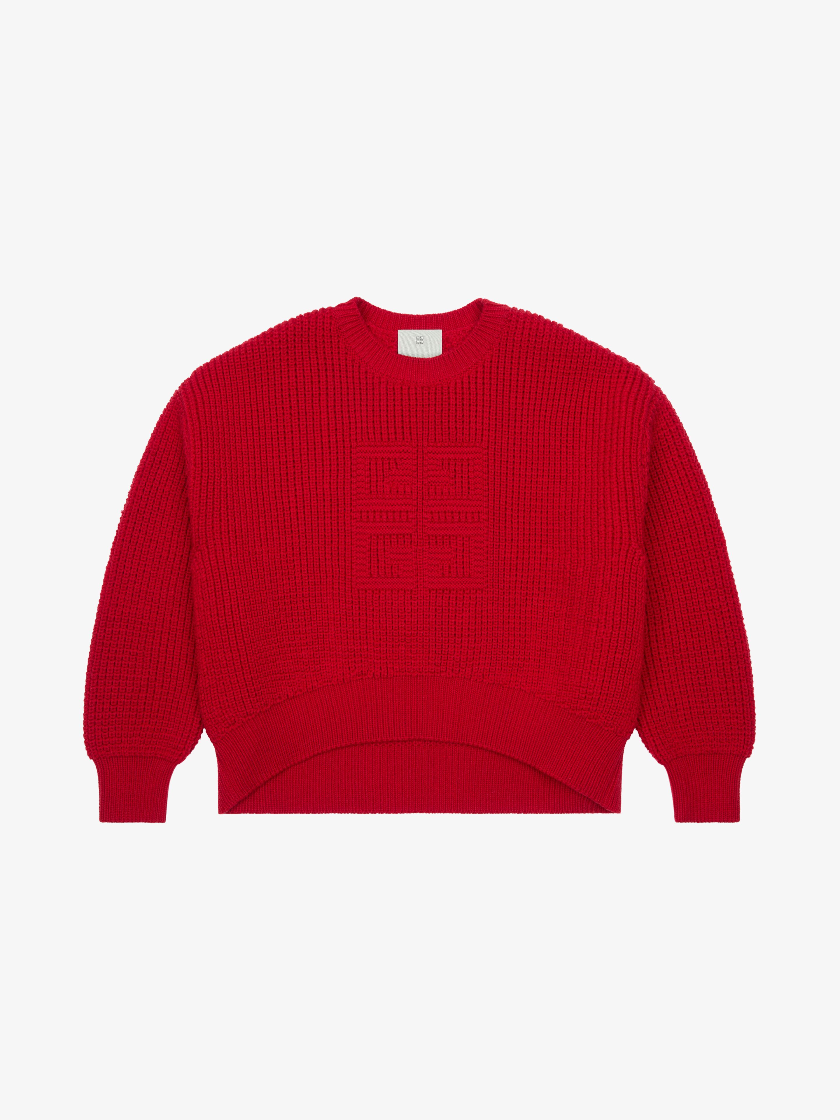 Givenchy Cropped 4G Sweater In Waffle Wool Red Women L