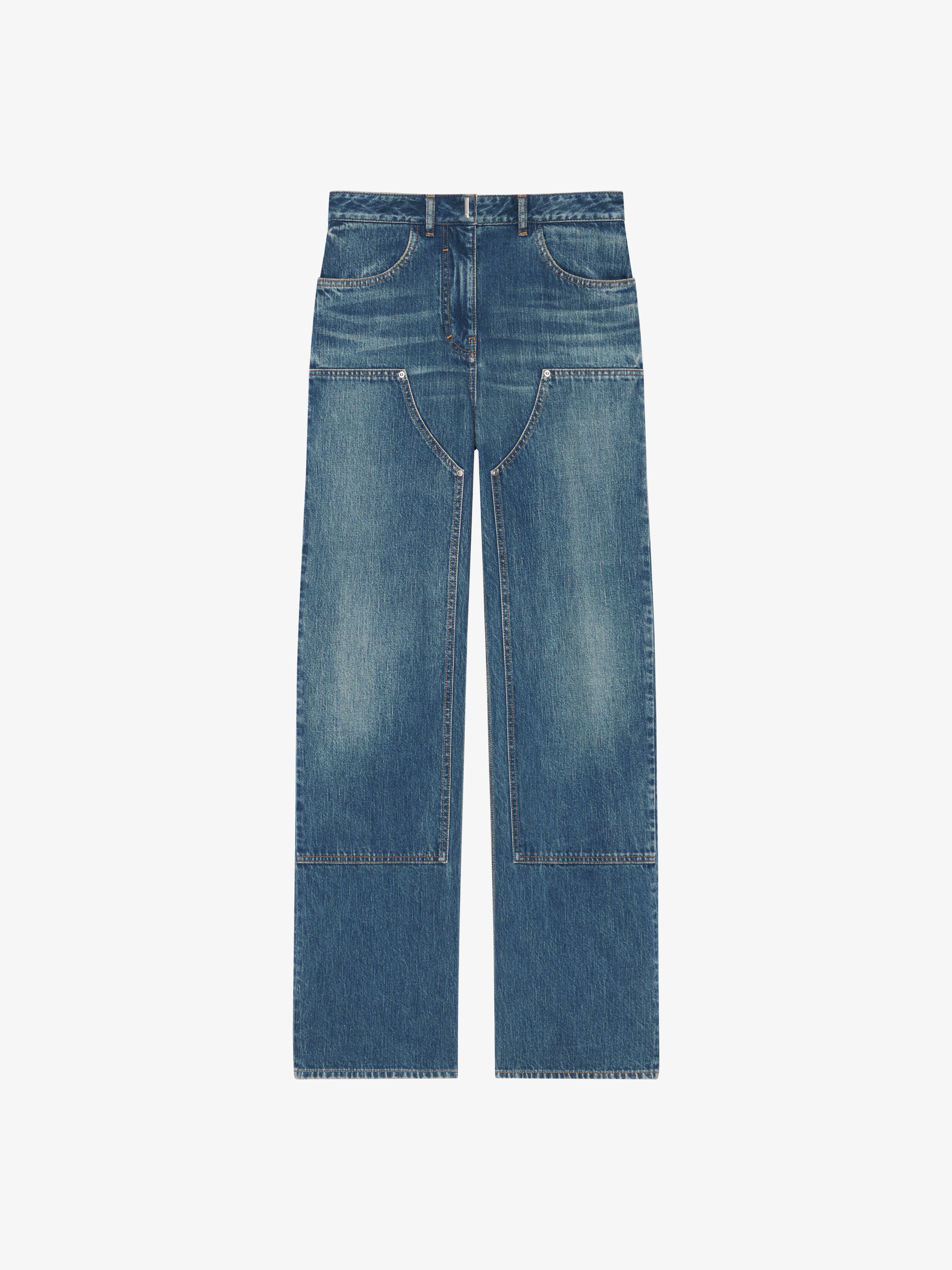 Shop Givenchy Oversized Jeans In Denim With Patches In Deep Blue