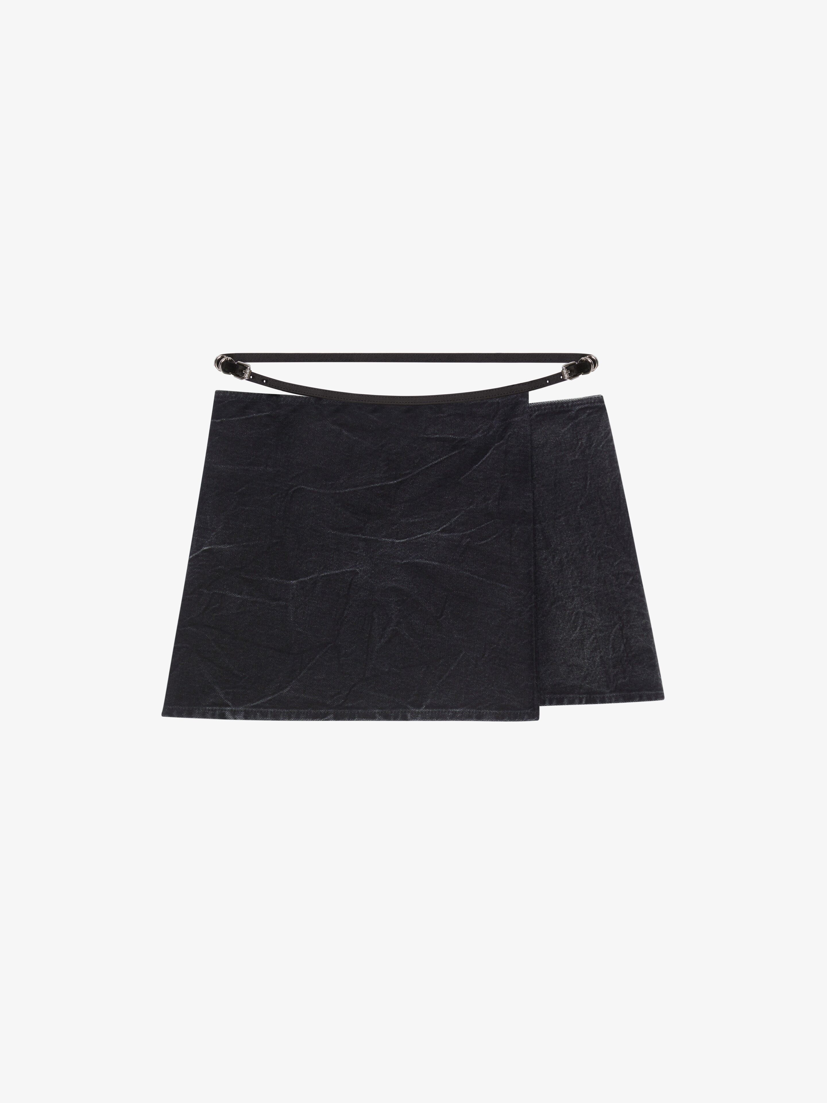 Shop Givenchy Voyou Wrap Skirt In Denim In Black