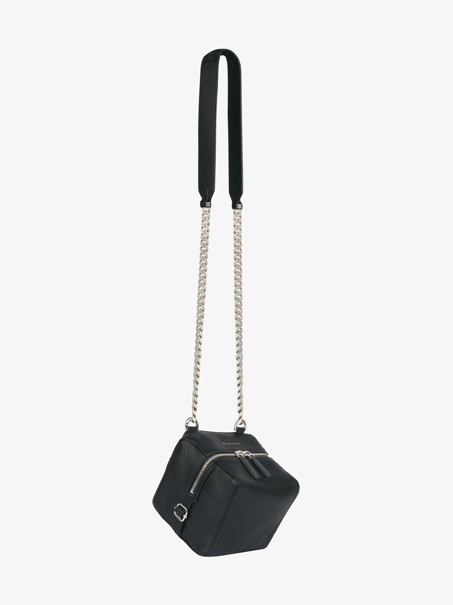 Mini Pandora bag in grained leather with chain in - black 