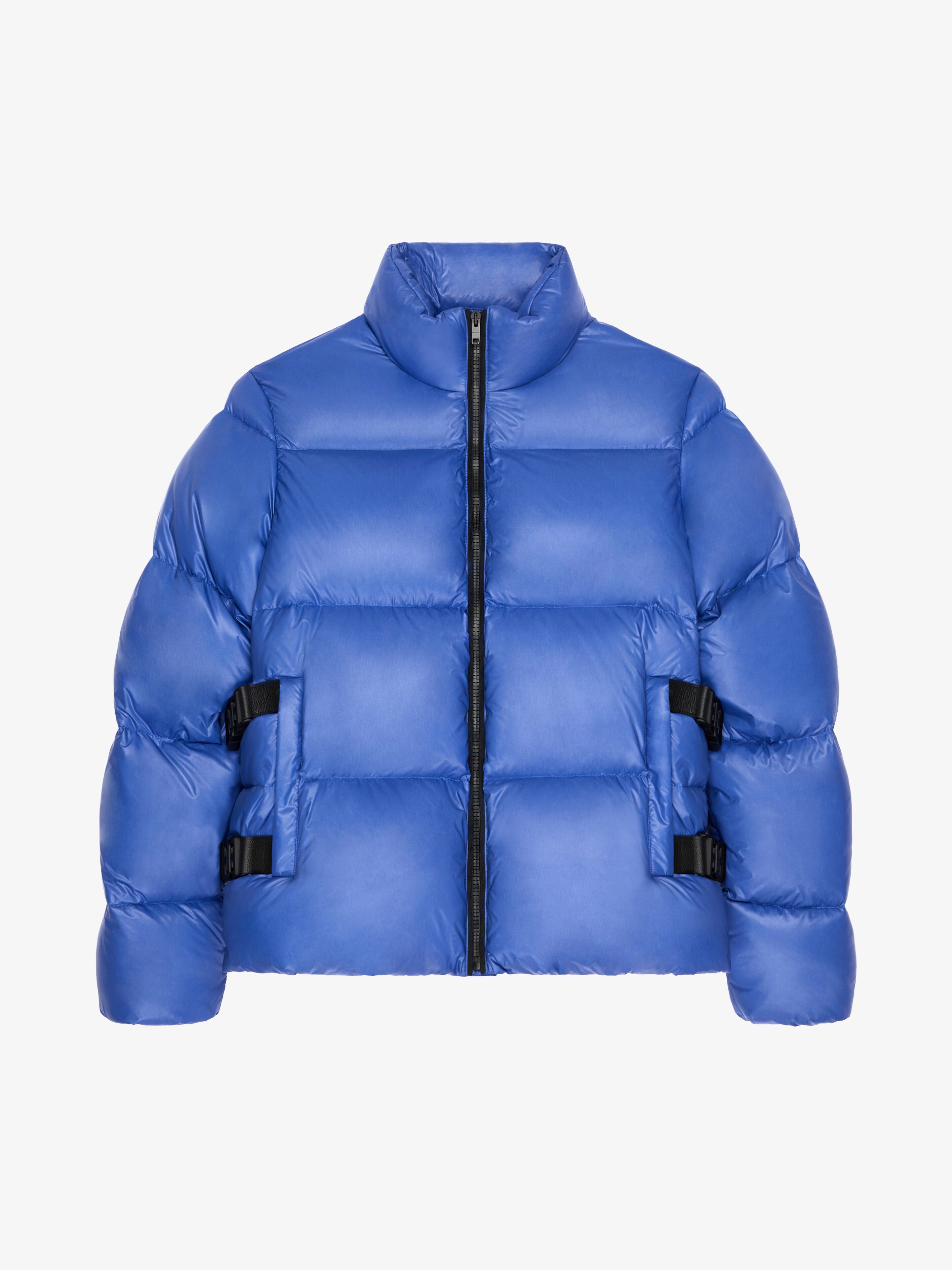 Shop Givenchy Puffer Jacket With Buckles In Royal Blue