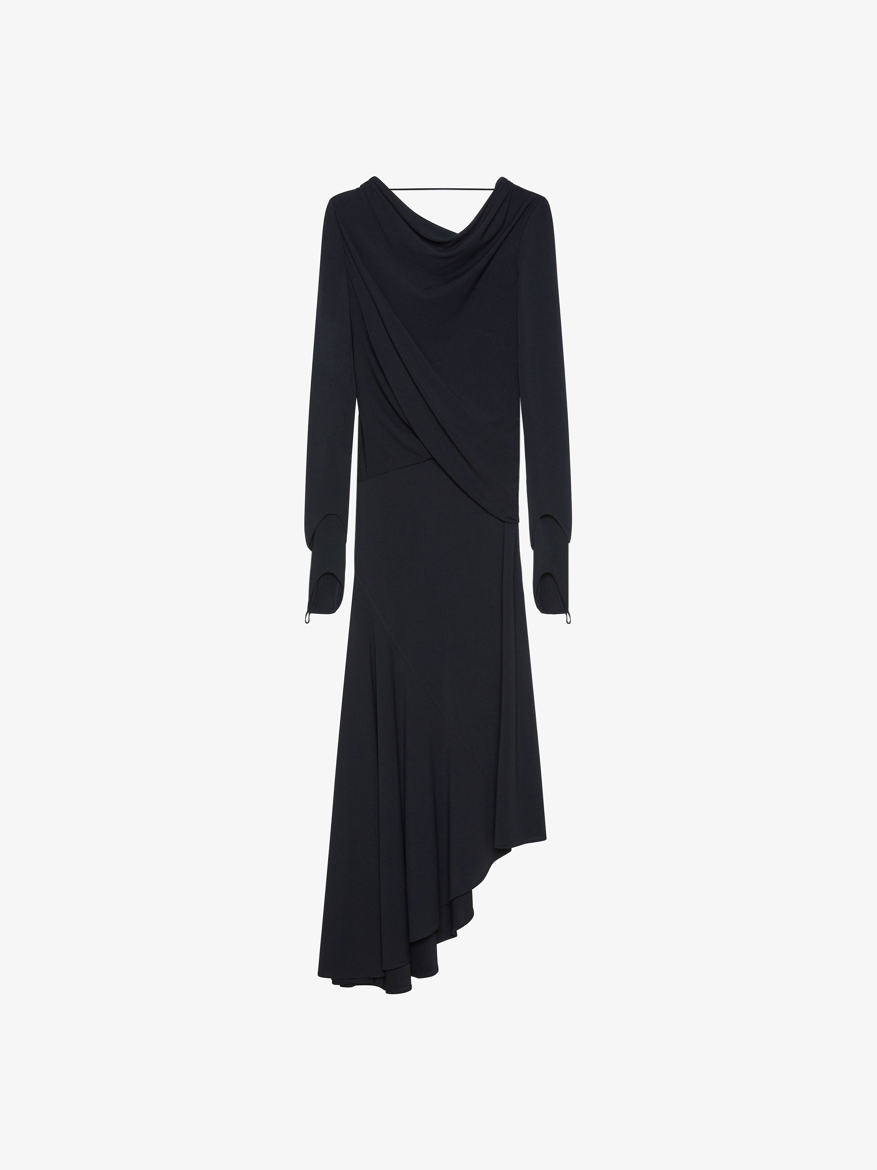 Givenchy - For Women - Asymmetric Draped Dress In Crepe Jersey - Black - For Women - Size: 42