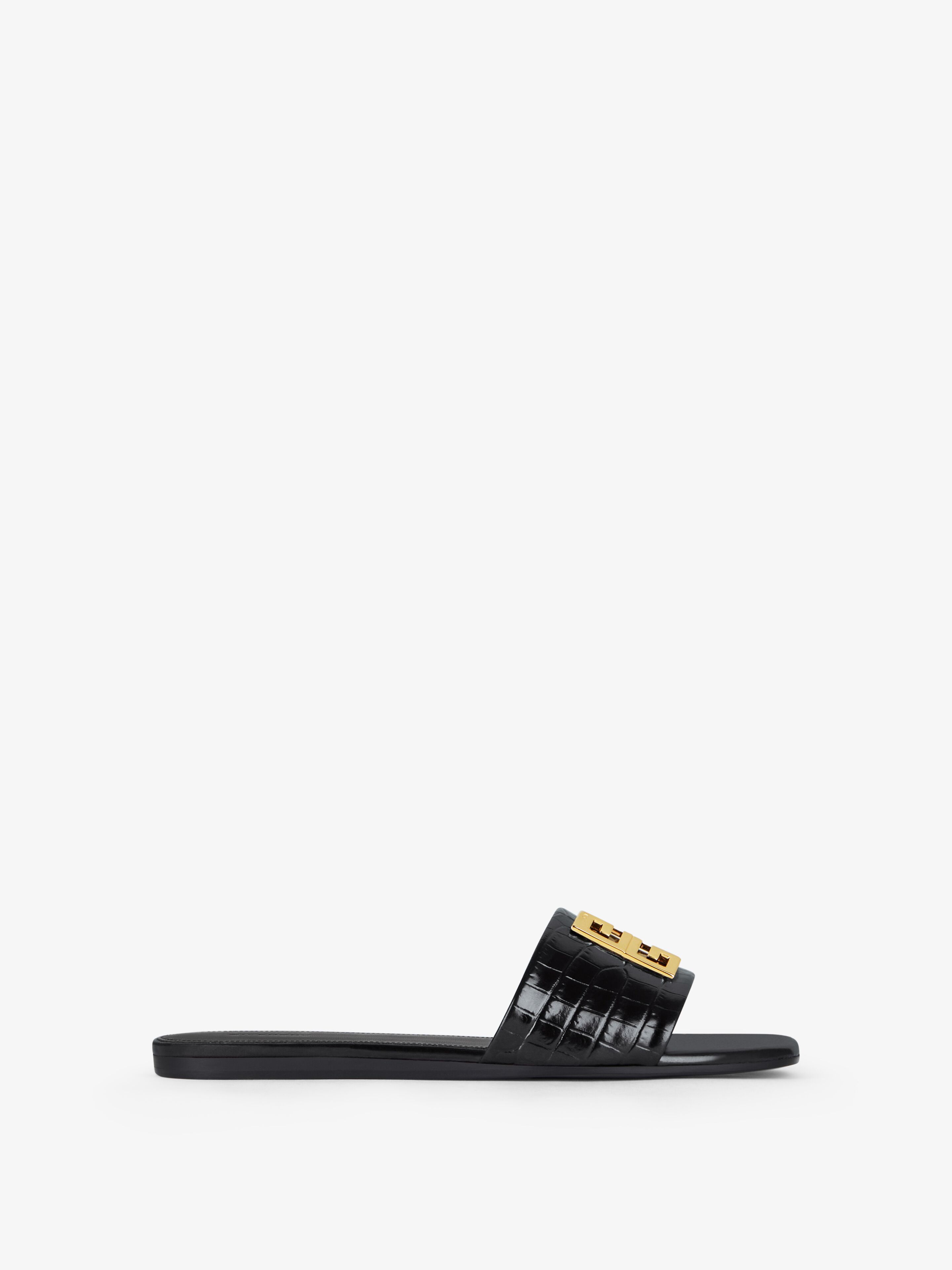 Givenchy - Mules Plates 4G En Cuir Façon Crocodile - Noir - pour Femme - Taille : 35