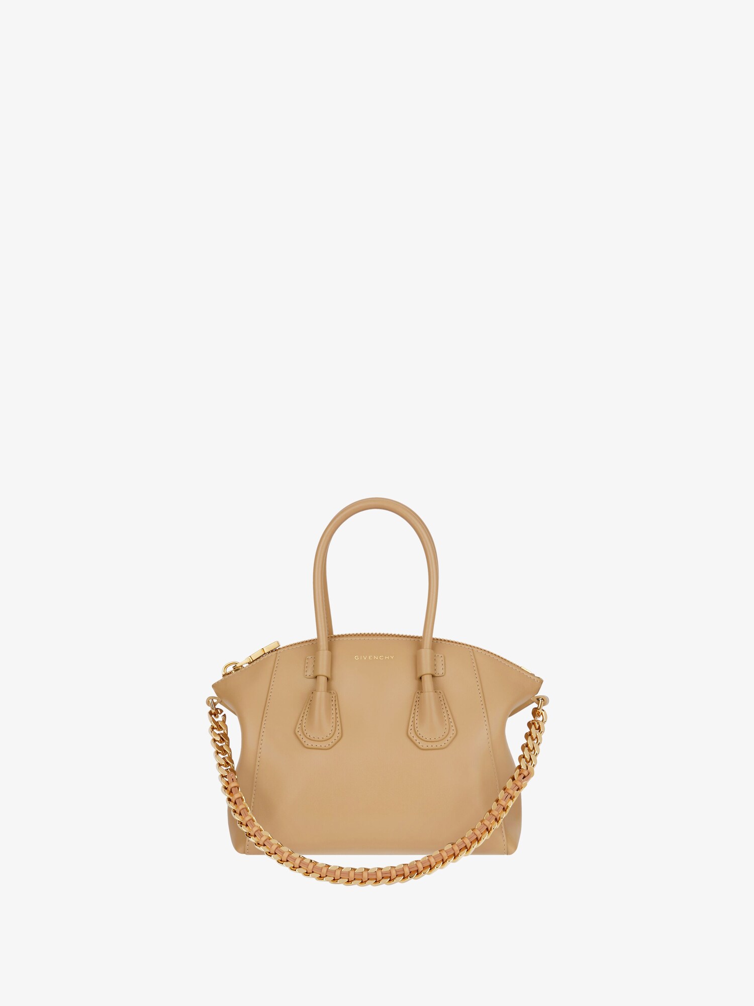 Mini Antigona Sport bag in leather with chain beige cappuccino