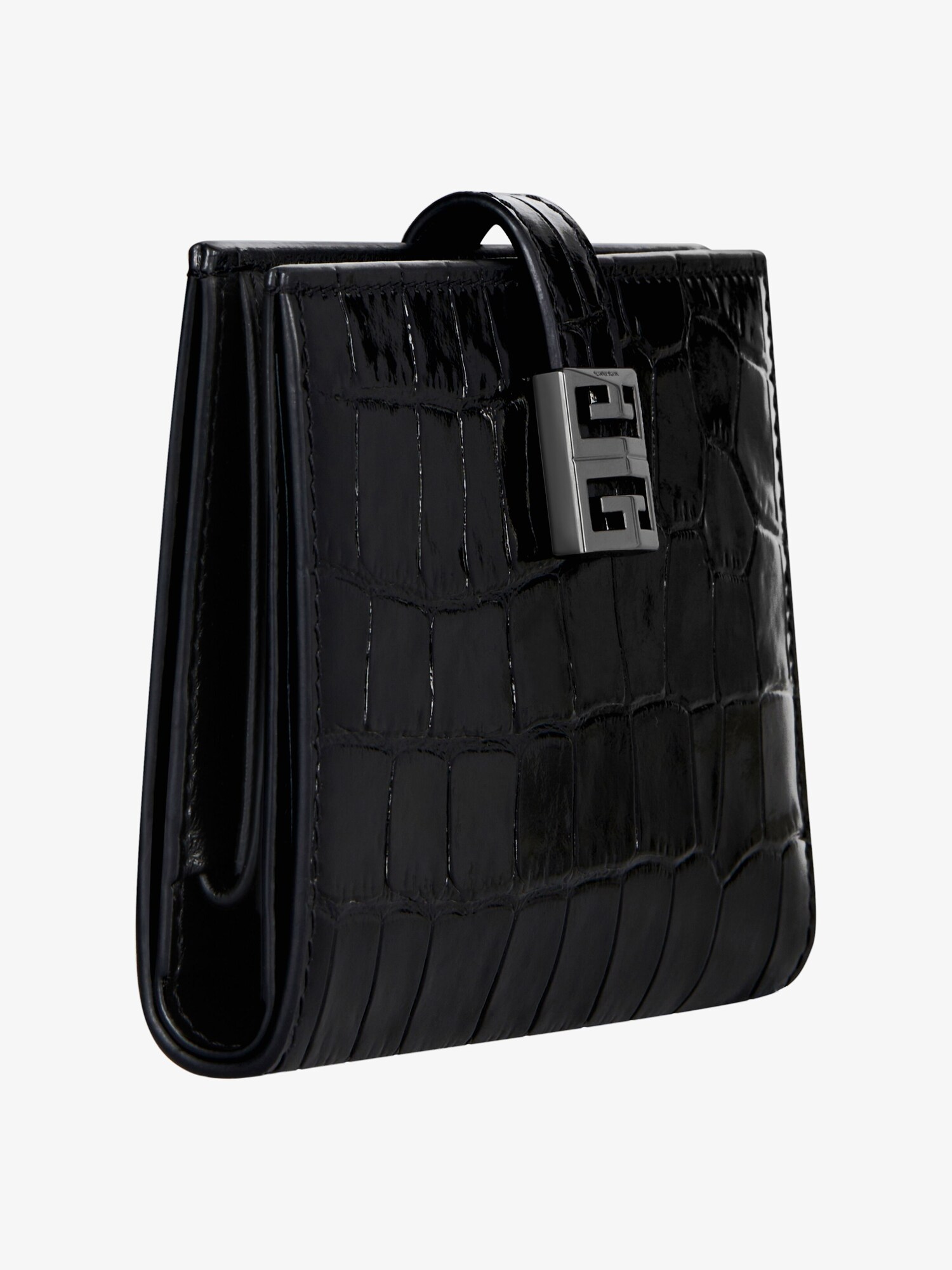 4G wallet in crocodile effect leather in - black | Givenchy US