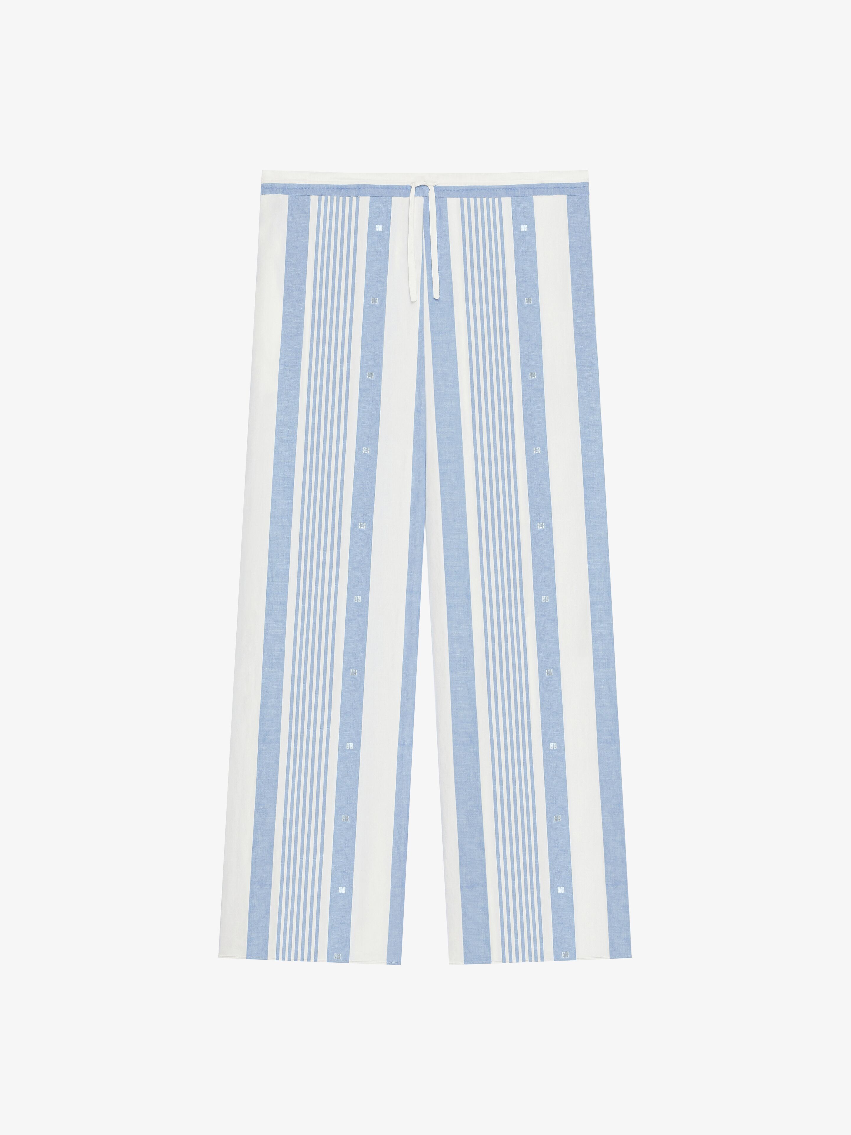 Givenchy - Pantalon En Coton Et Lin À Rayures 4G - Bleu - pour Femme - Taille : 40
