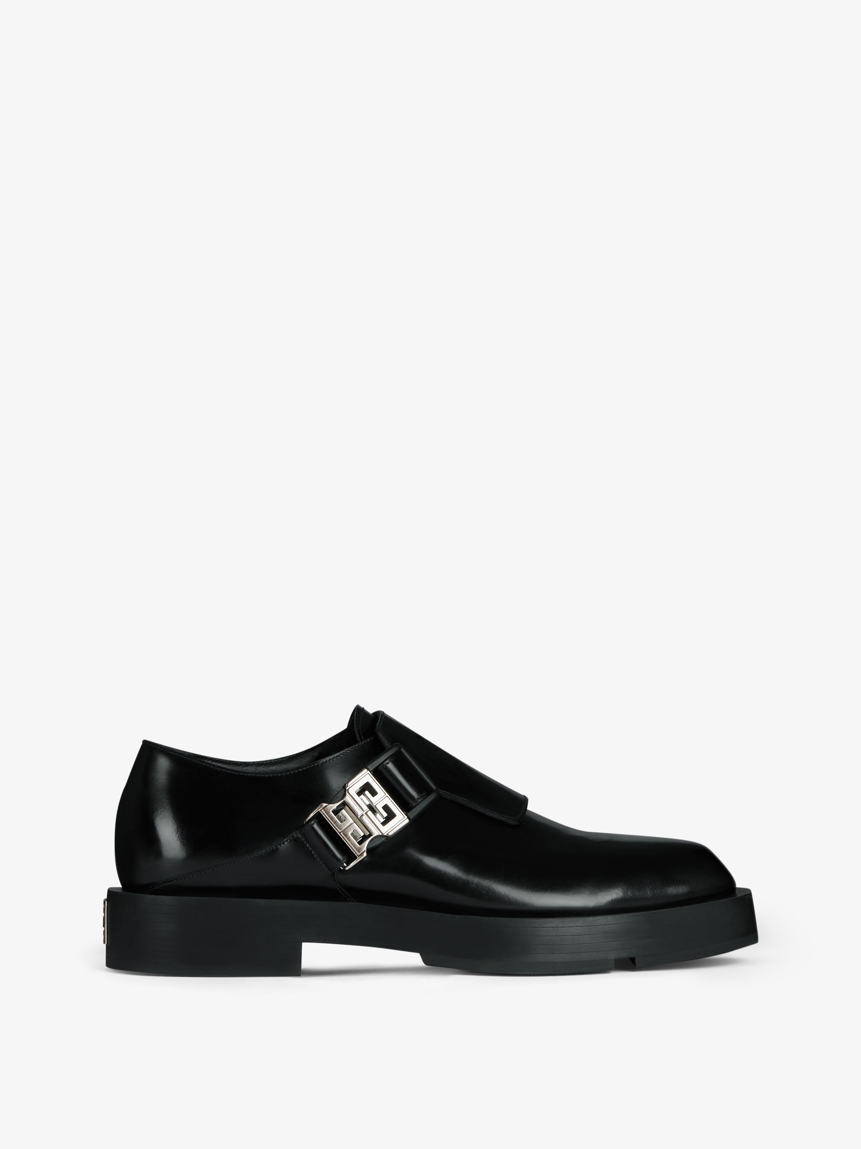 Shop Givenchy Squared Derbies In Leather With 4g Buckle In Black
