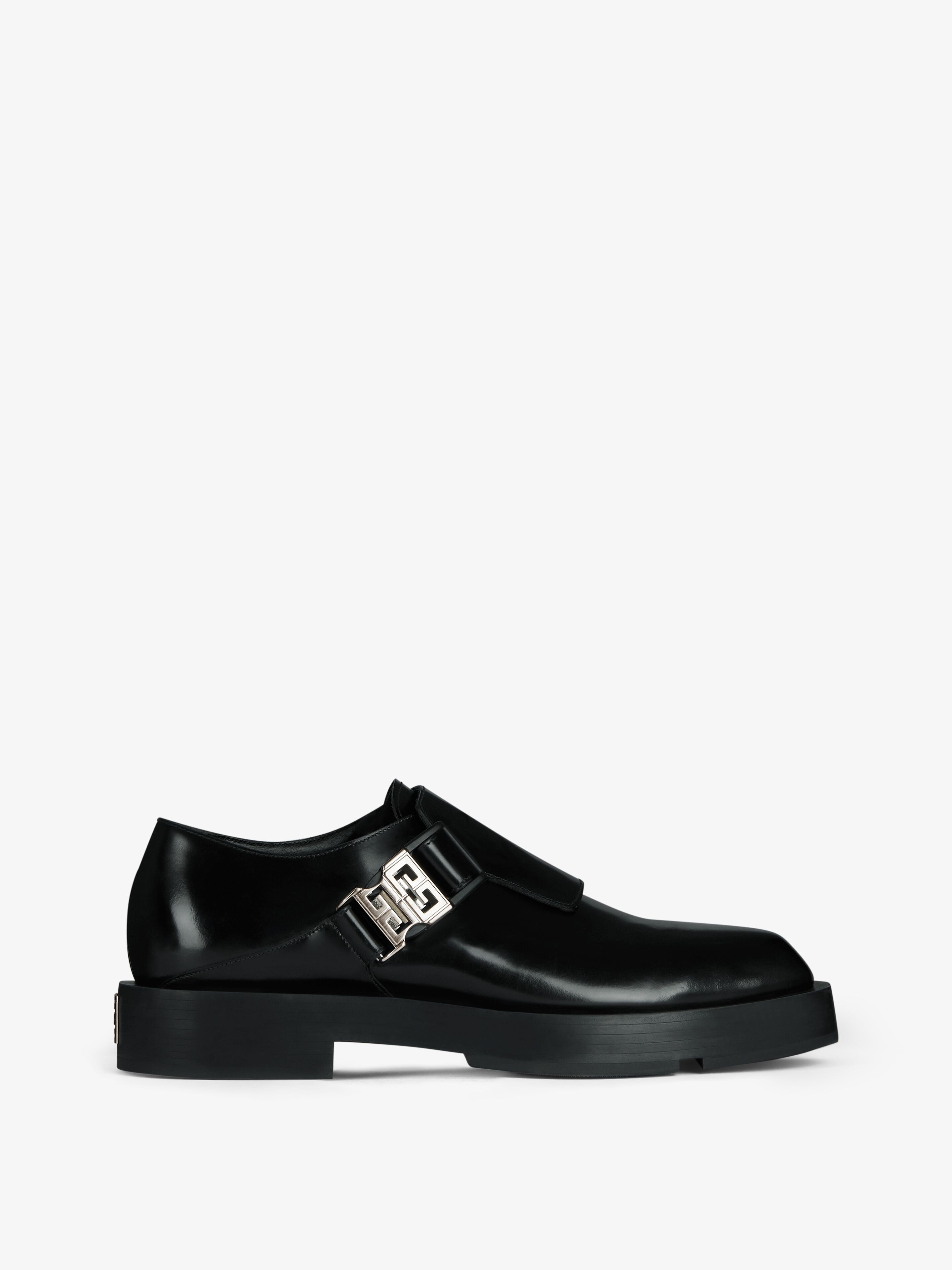 Squared derbies in leather with 4G buckle - black