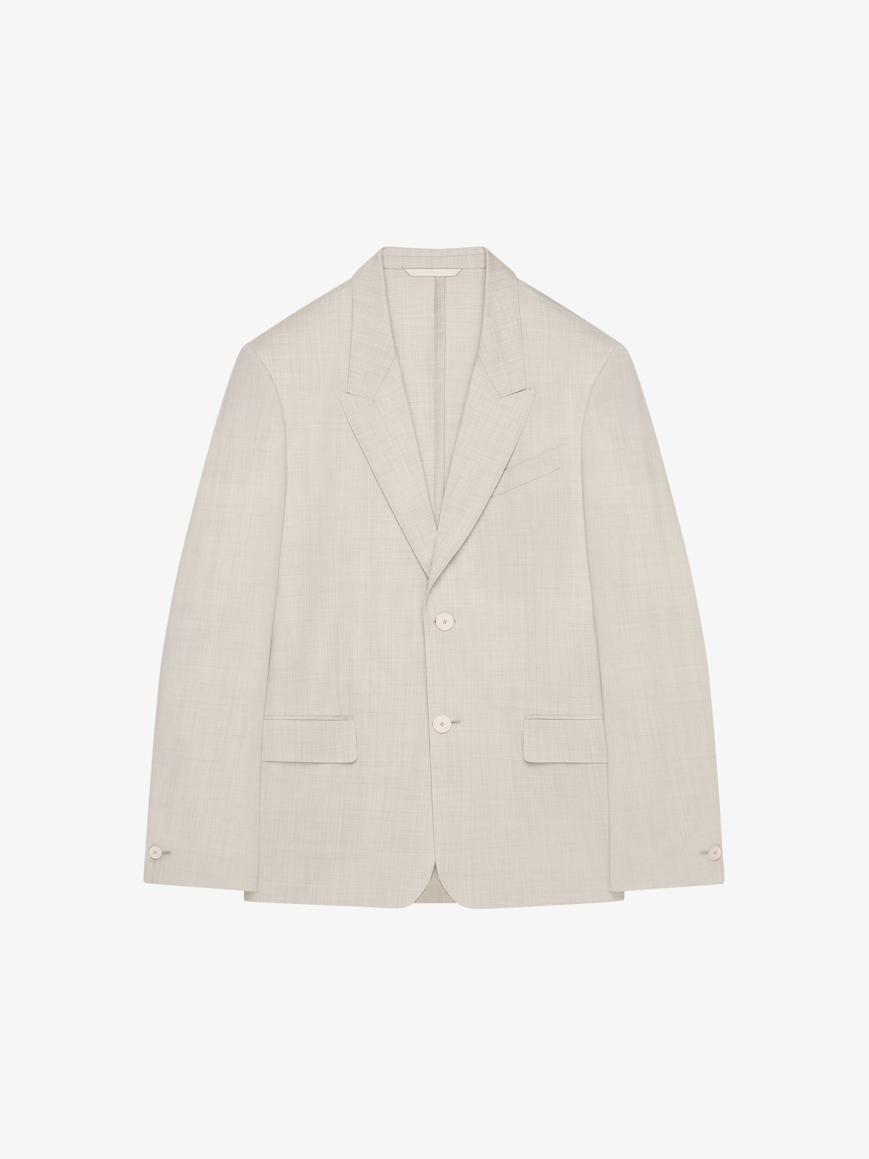 Shop Givenchy Slim Fit Jacket In Wool With Stitching Details In Beige