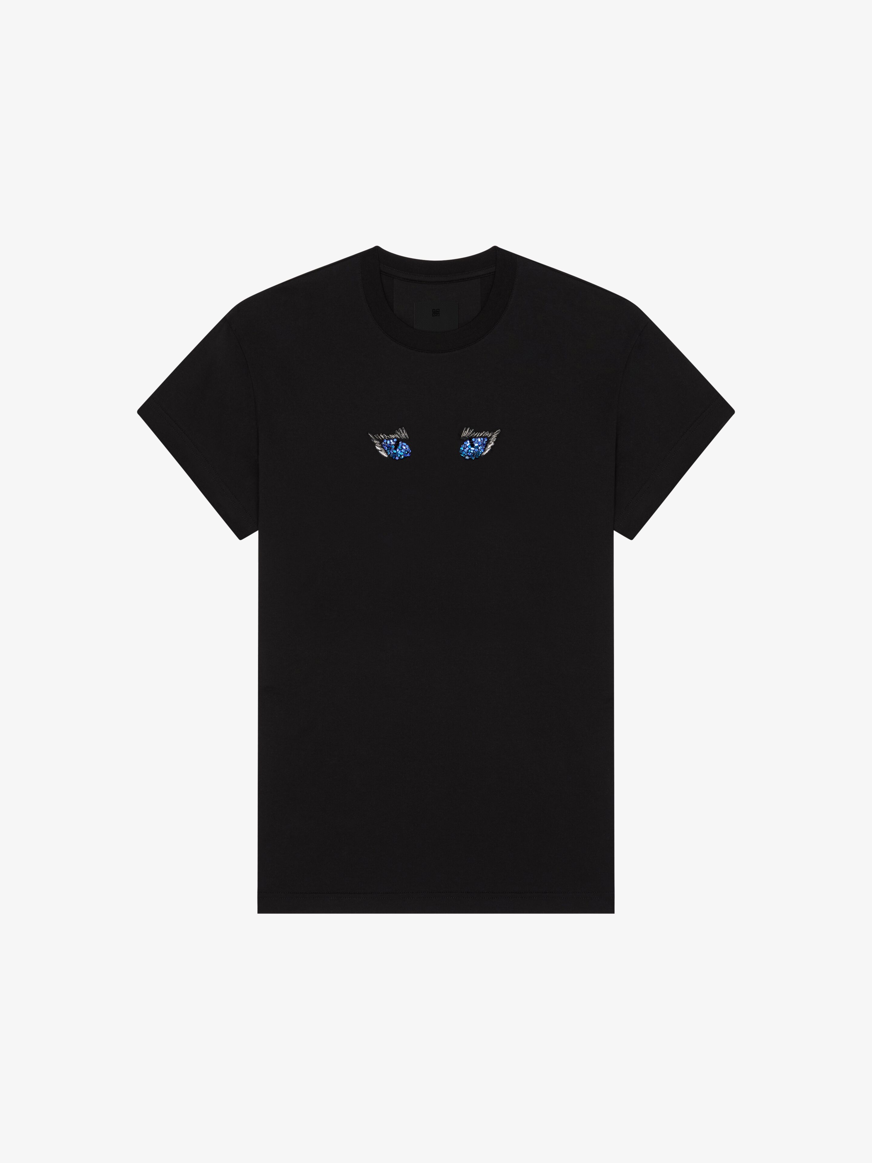 Givenchy - T-shirt En Coton Brodé Œil De Chat - Noir - pour Femme - Taille : XL
