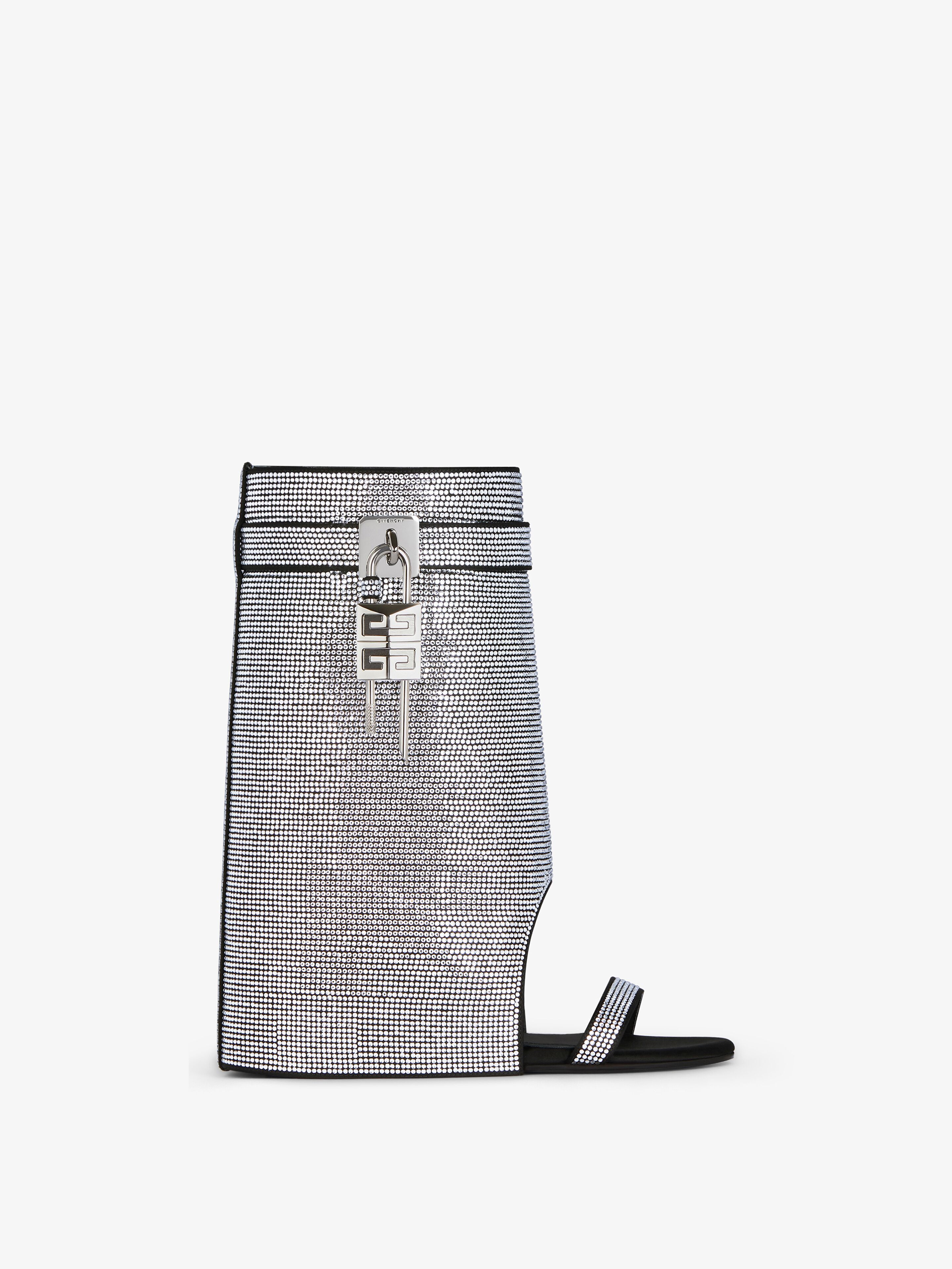 Givenchy - Shark Lock Sandals In Satin With Strass - Silver - Women - Size: 41