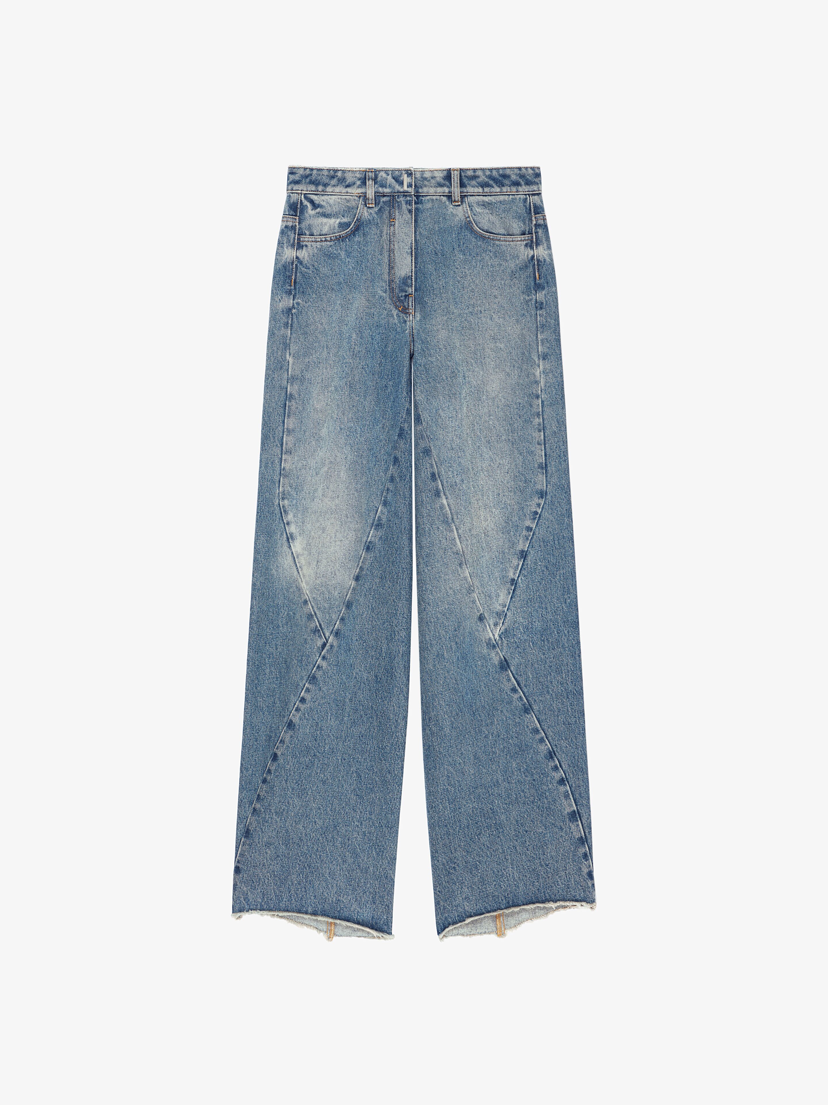 Shop Givenchy Oversized Jeans In Denim With Stitching Details In Medium Blue