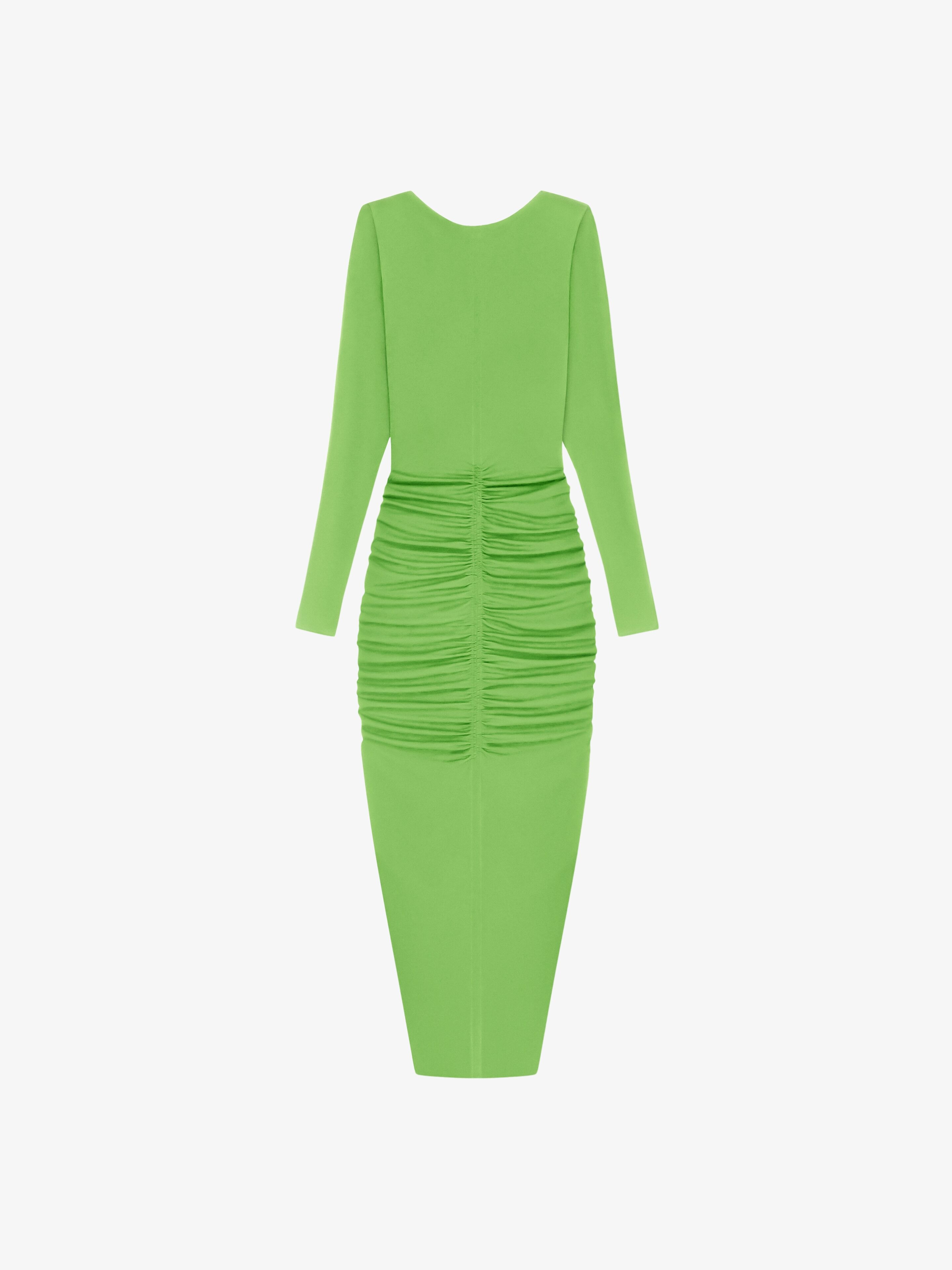 Givenchy Ruched Crepe De Chine Maxi Dress In Bright Green