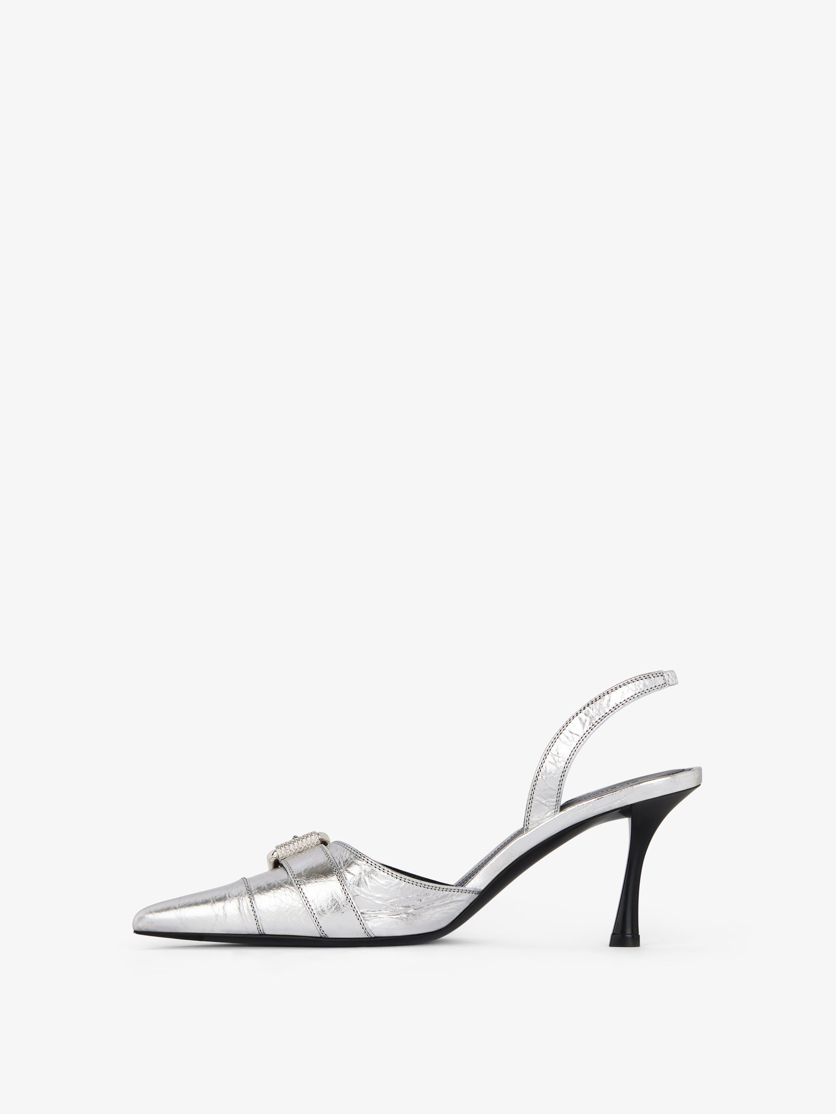 Voyou slingbacks in laminated leather - silvery