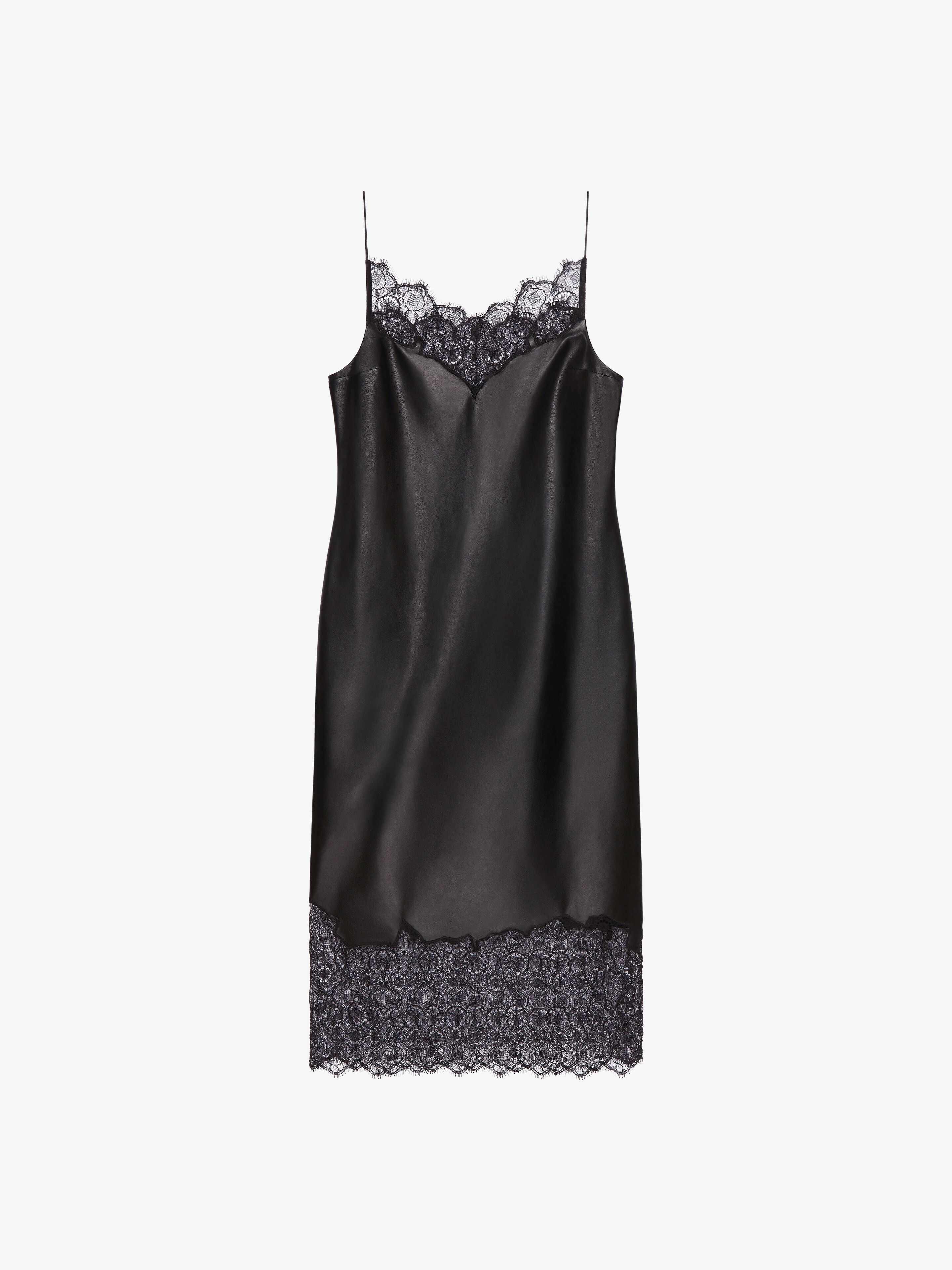 Shop Givenchy Dress In Leather And Lace In Black