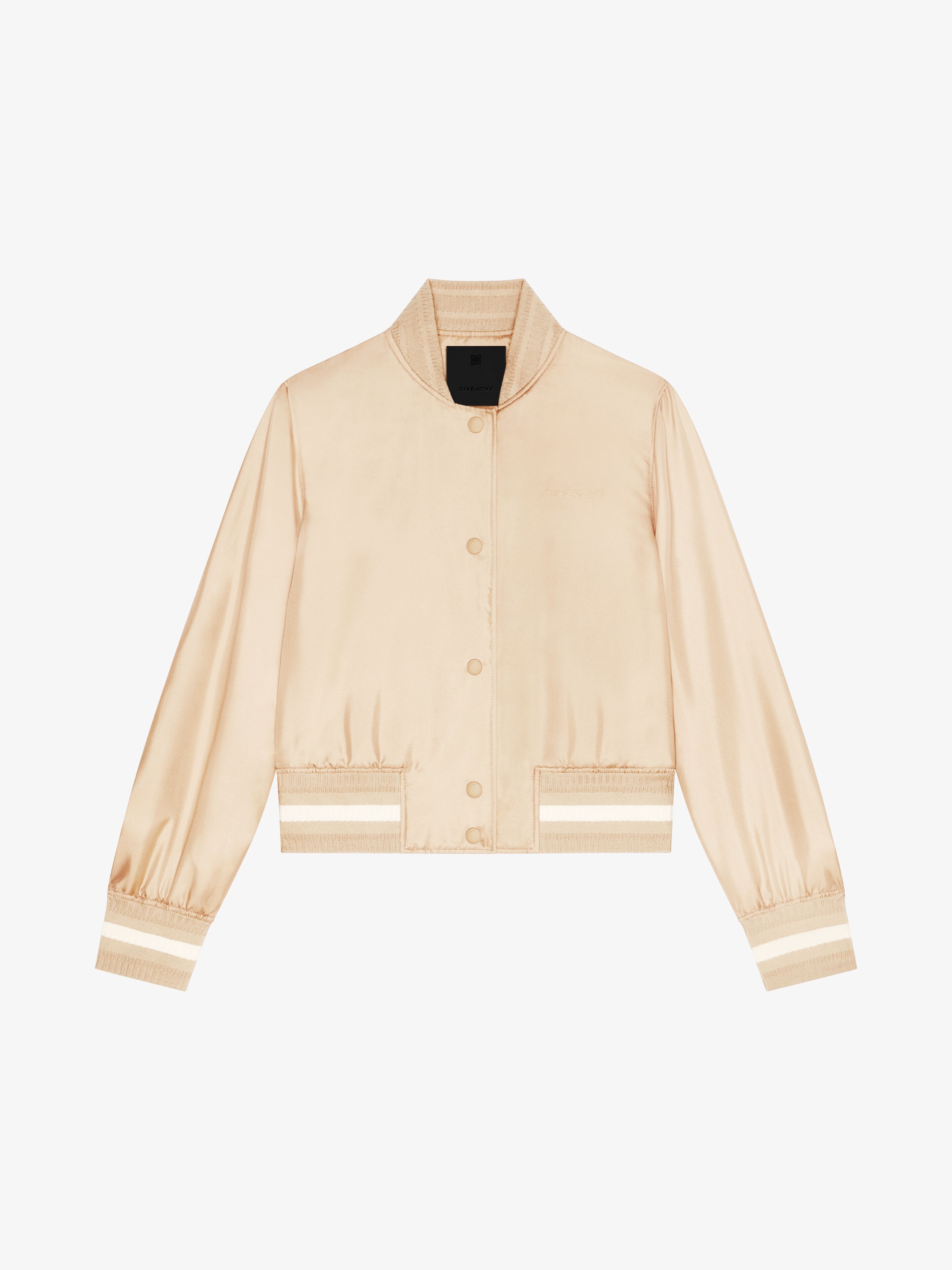 Shop Givenchy Varsity Jacket In Silk In Desert