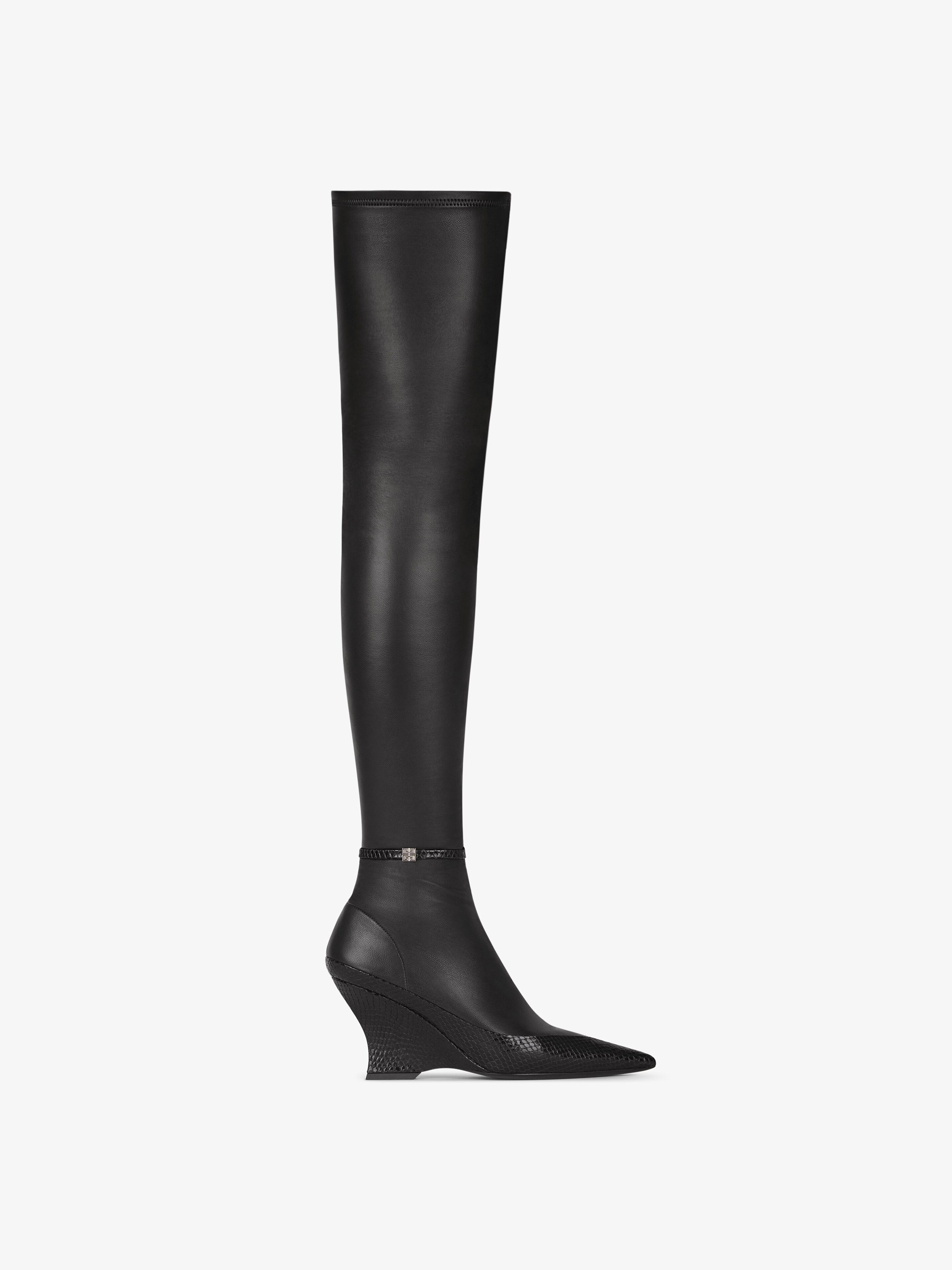 Shop Givenchy Raven Over-the-knee Boots In Leather And Ayers In Black