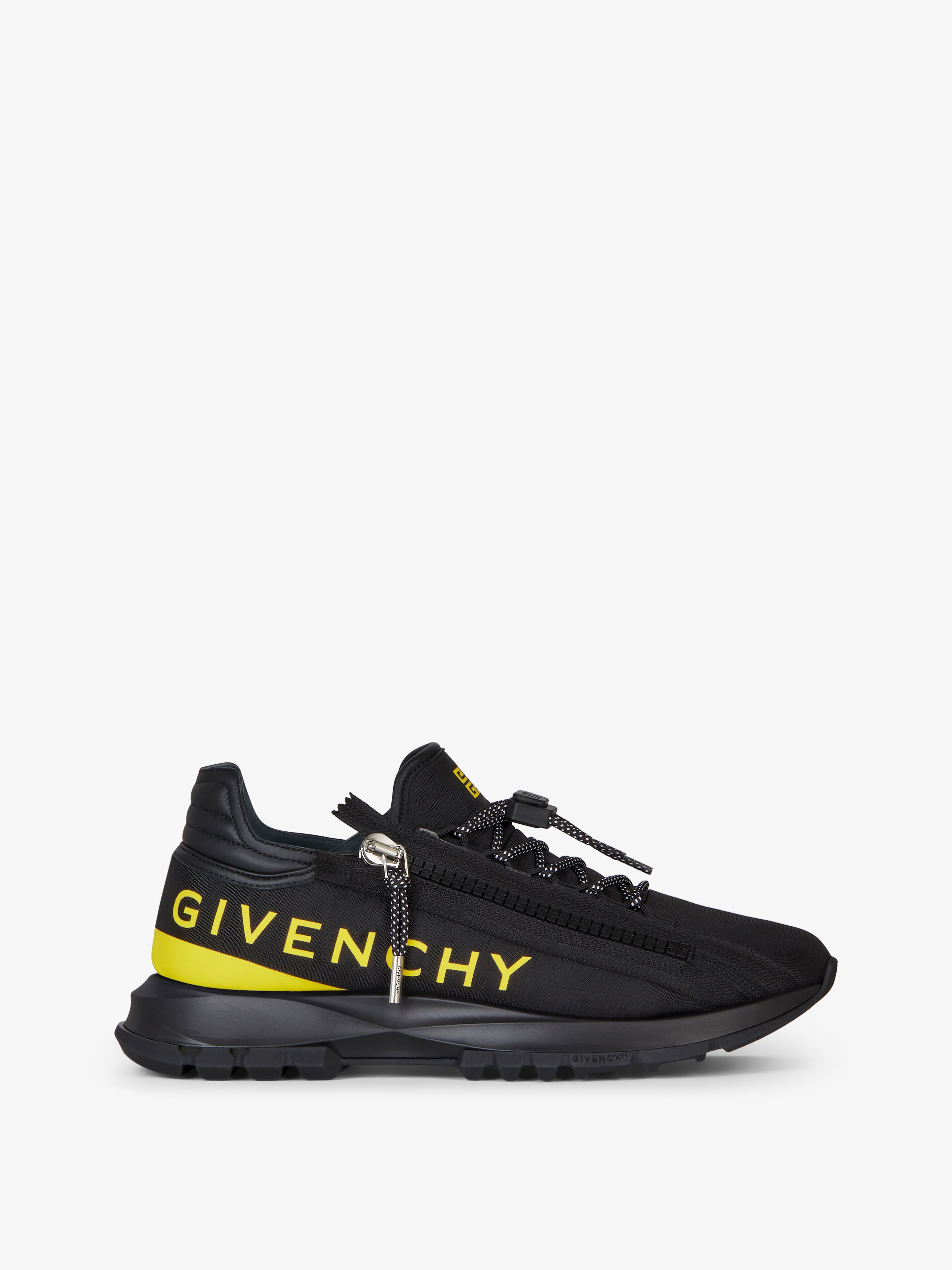 Shop Givenchy Spectre Runner Sneakers In Synthetic Fiber With Zip In Black/yellow