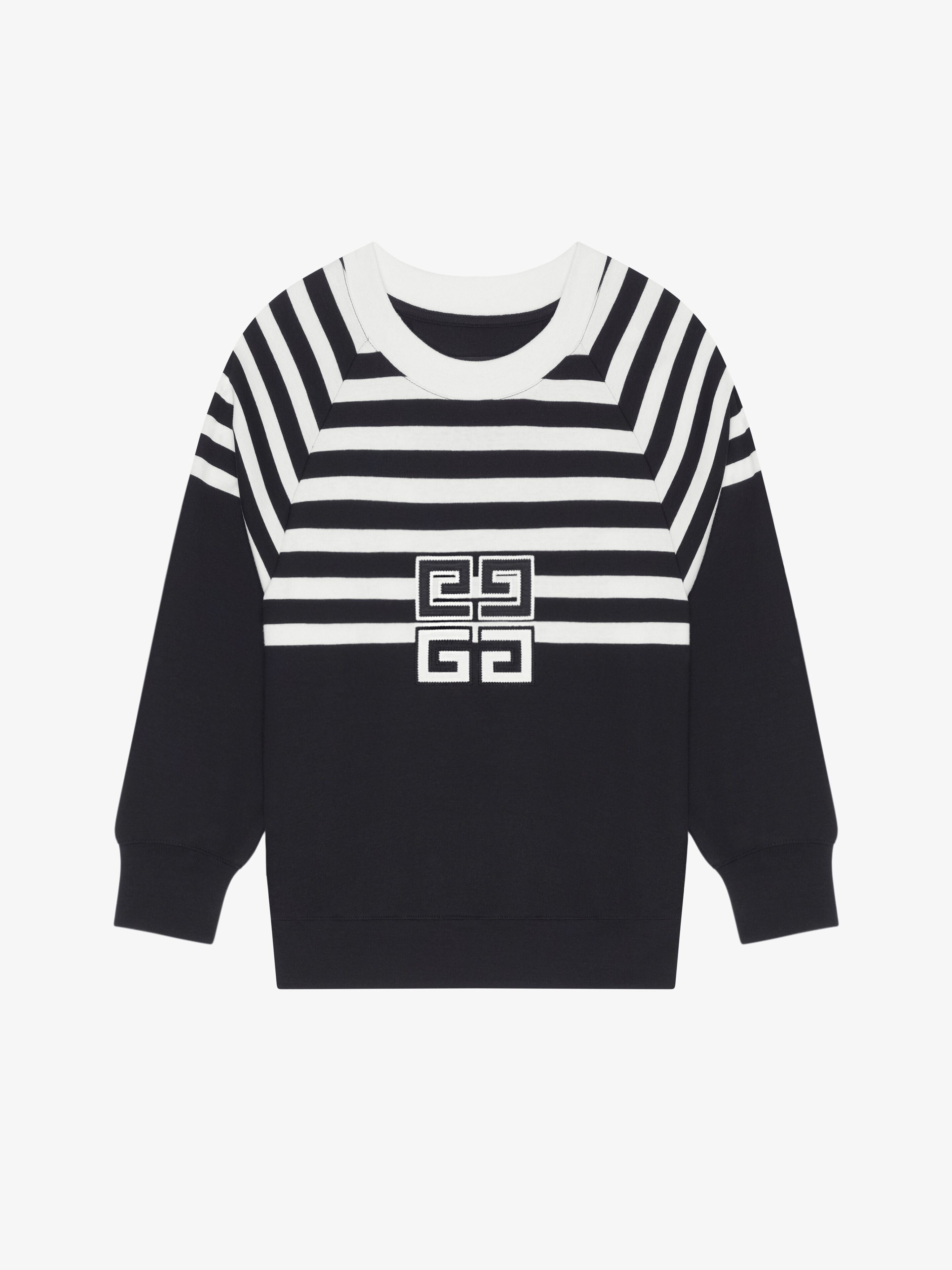 Shop Givenchy 4g Sweatshirt In Jersey With Stripes In Black/white