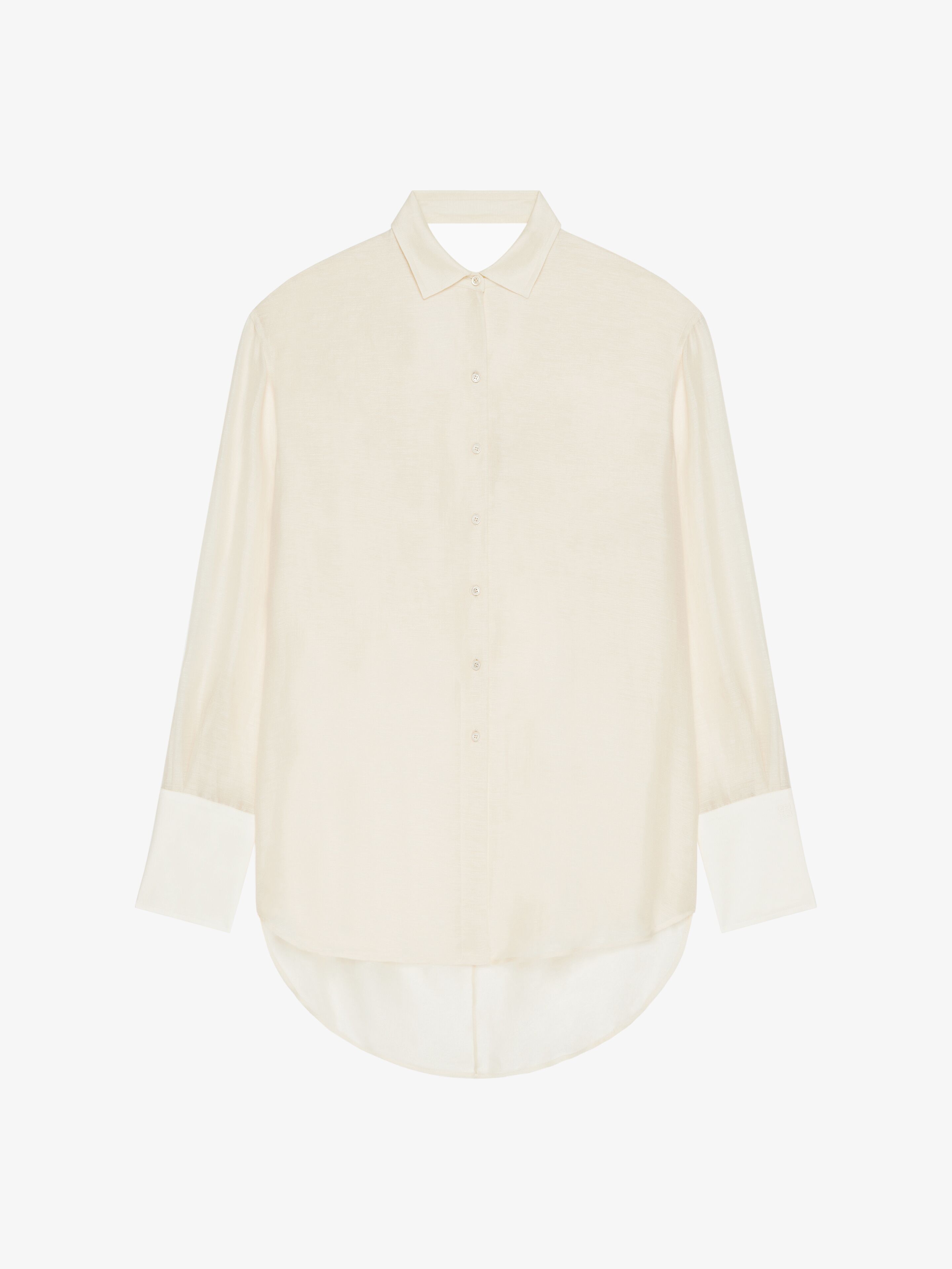 Shop Givenchy Oversized Shirt In Silk And Linen With Draped Back In White