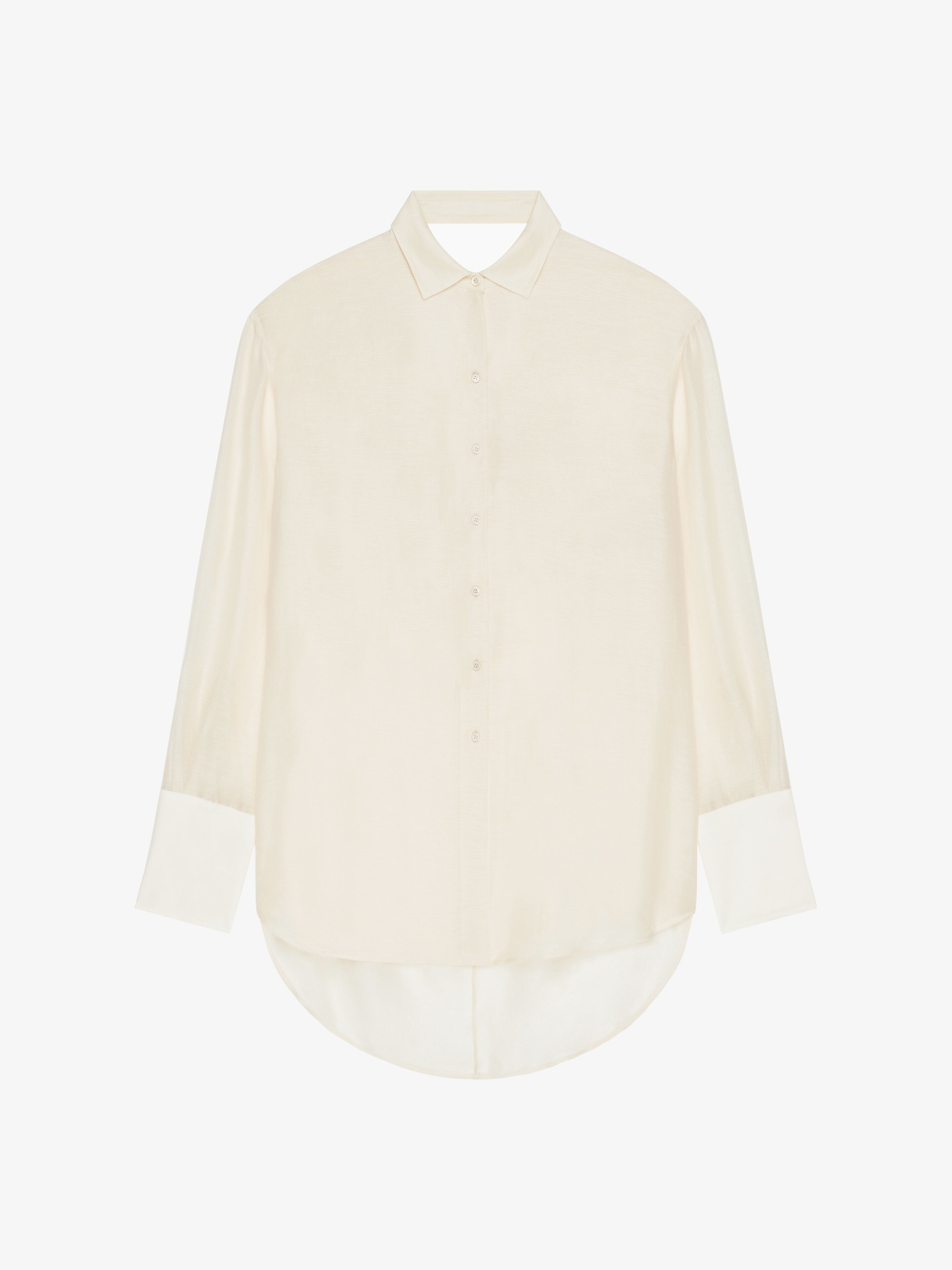 Givenchy - Chemise Oversize En Soie Et Lin Avec Dos Drapé - Blanc - pour Femme - Taille : 44