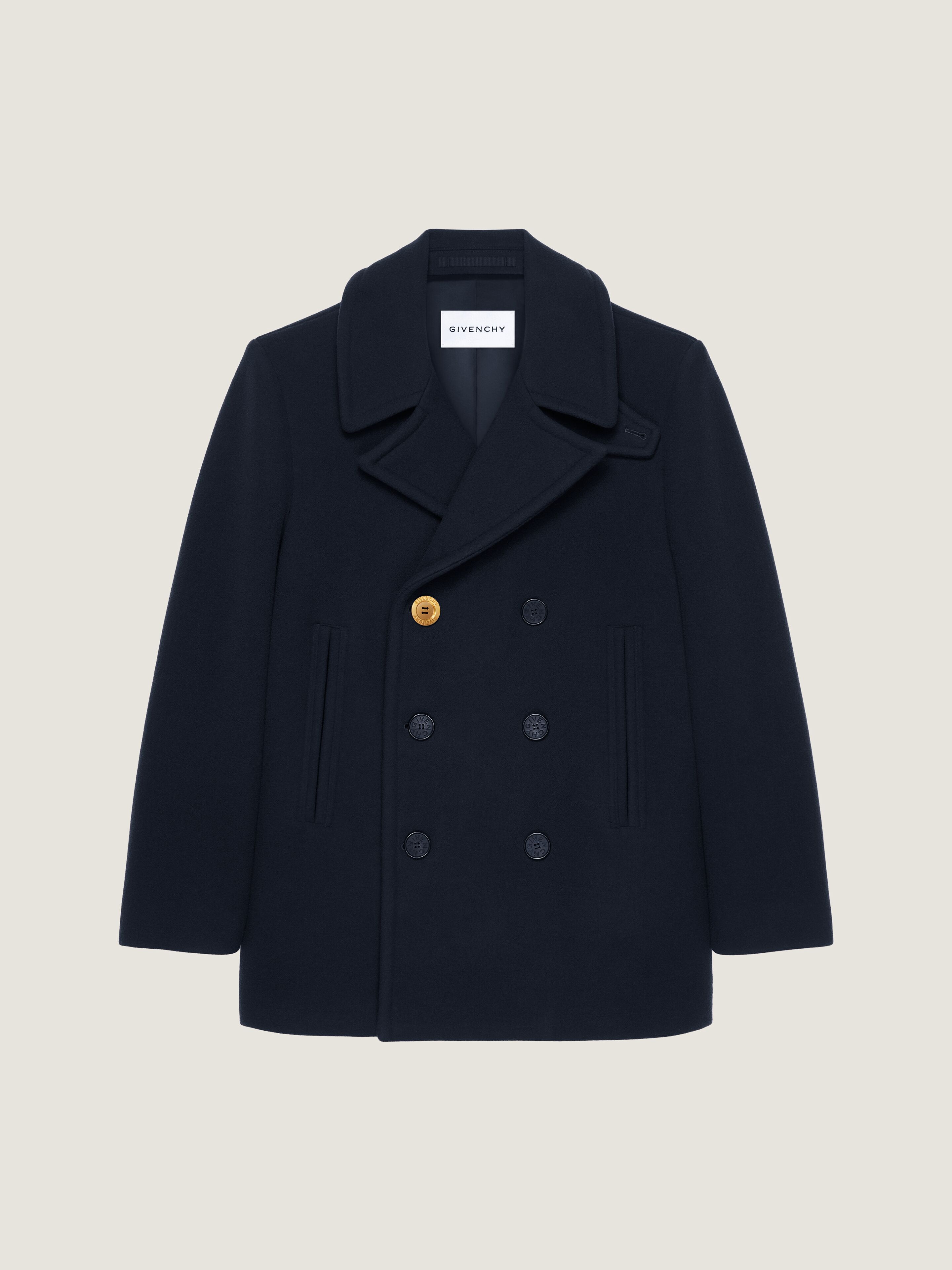 Givenchy Peacoat In Wool In Blue