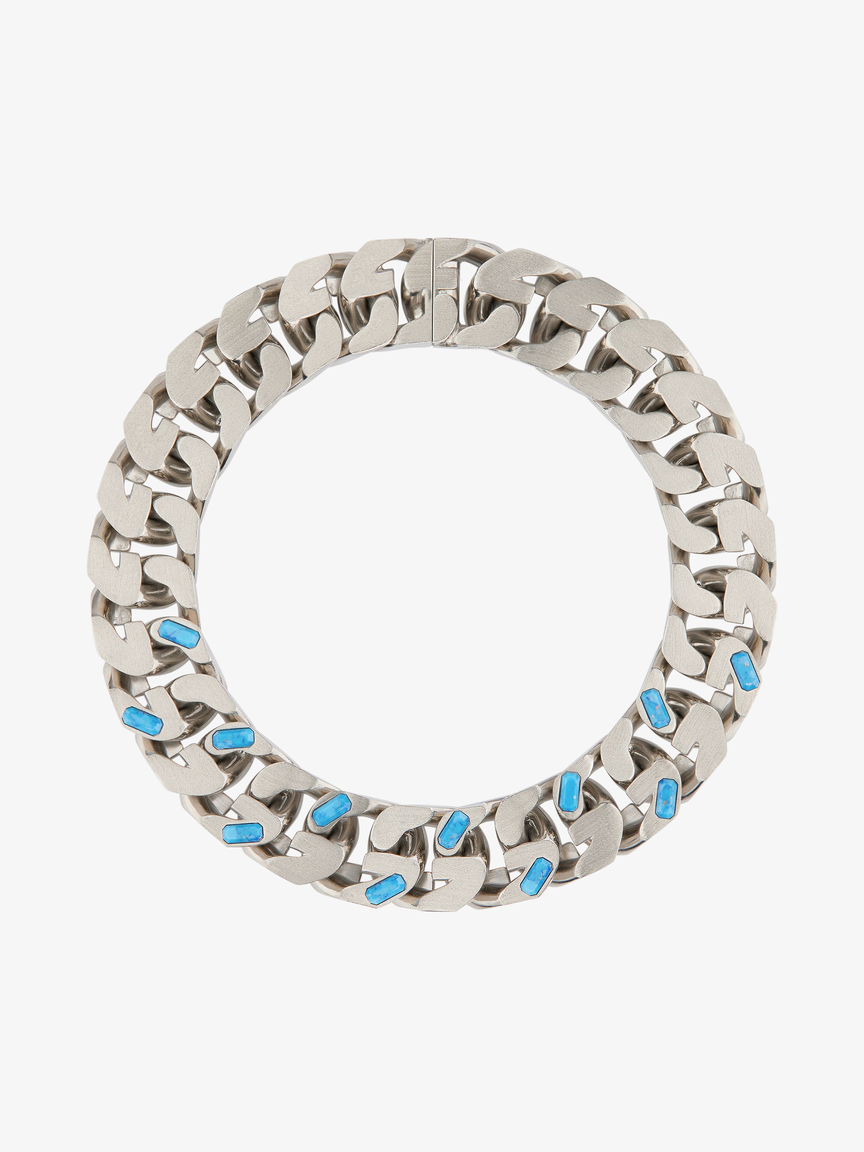 Shop Givenchy Medium G Chain Necklace In Metal And Resin In Turquoise