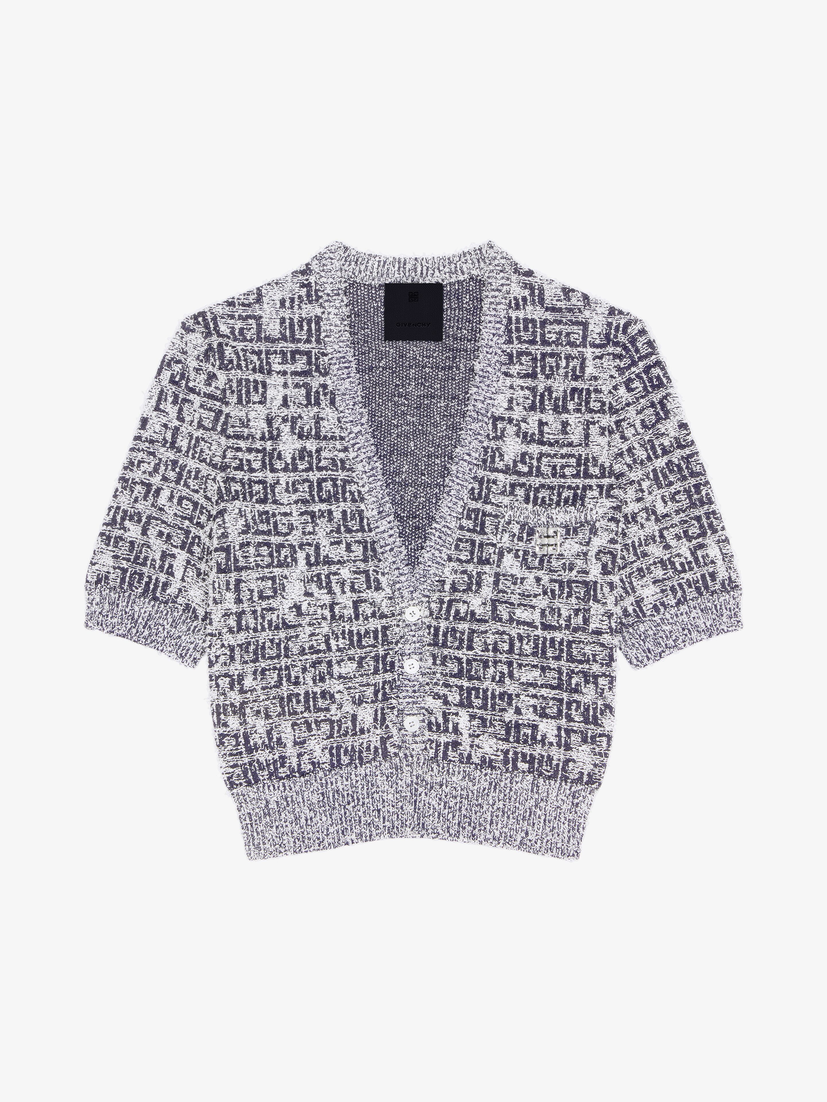 Givenchy Cropped Cardigan In 4g Tweed With 4g Detail In Navy