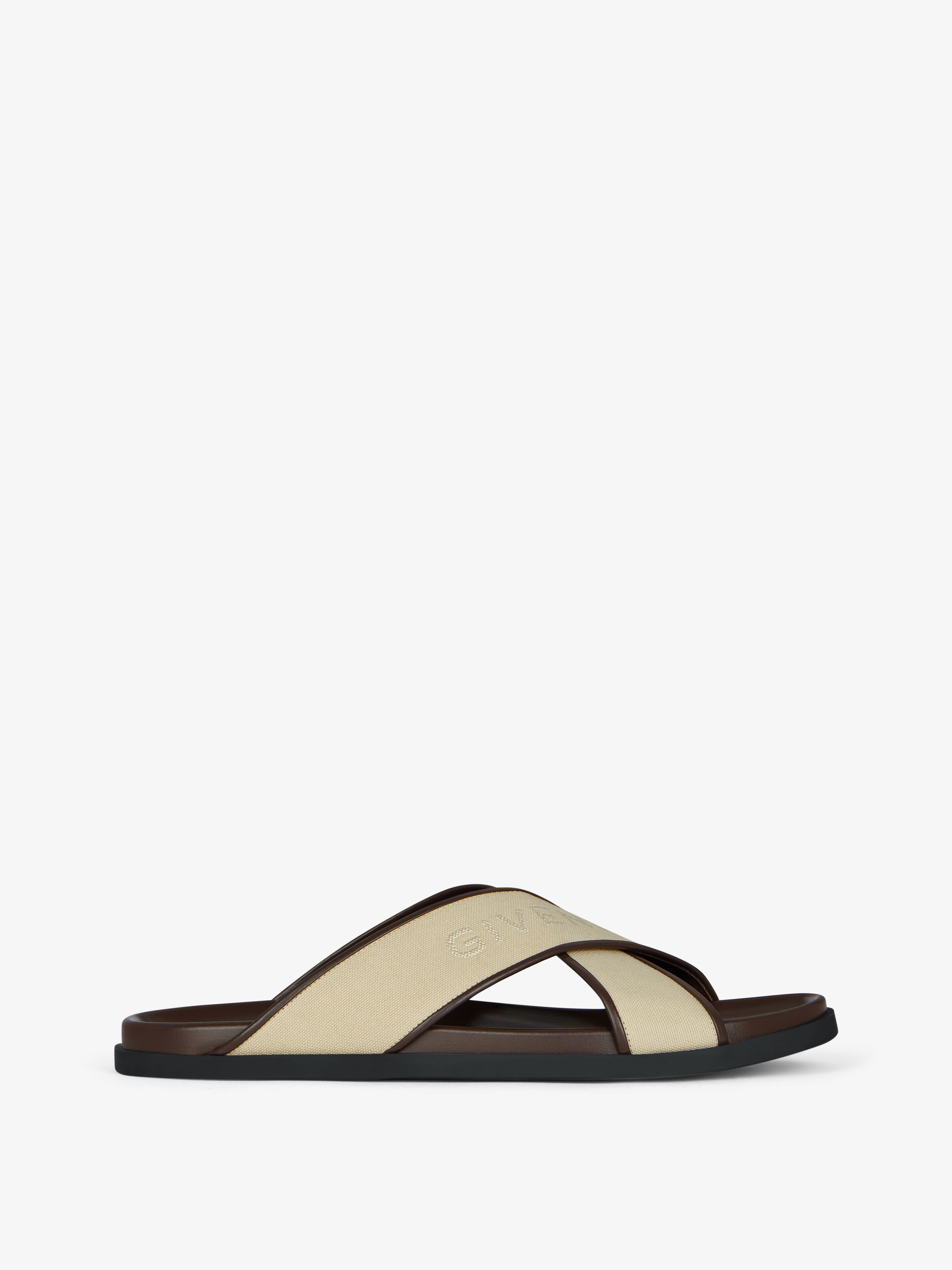 Shop Givenchy G Plage Flat Sandals In Canvas In Beige