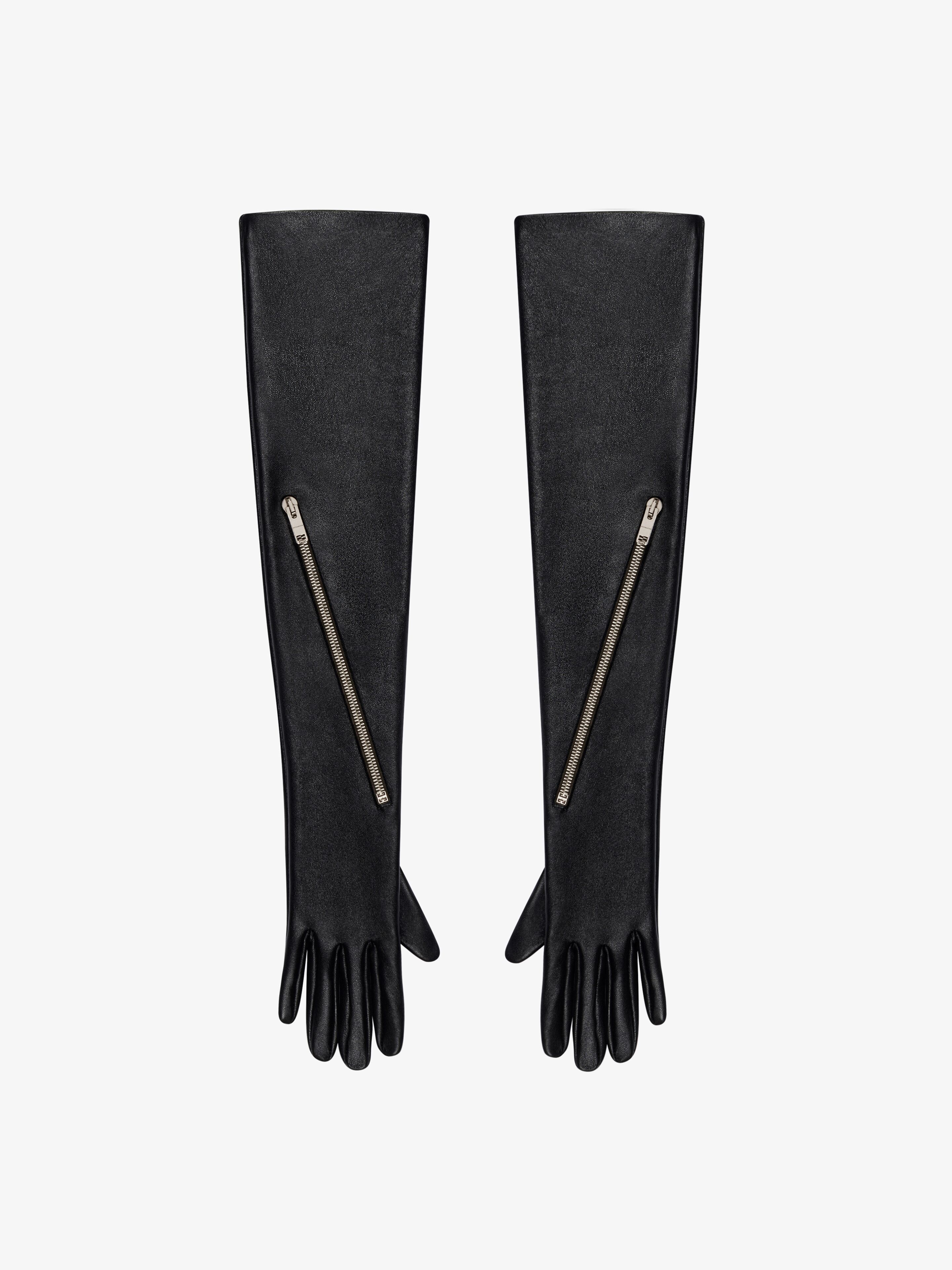 Givenchy - Longs Gants Zippés Voyou En Cuir - Noir - pour Femme - Taille : 6.5