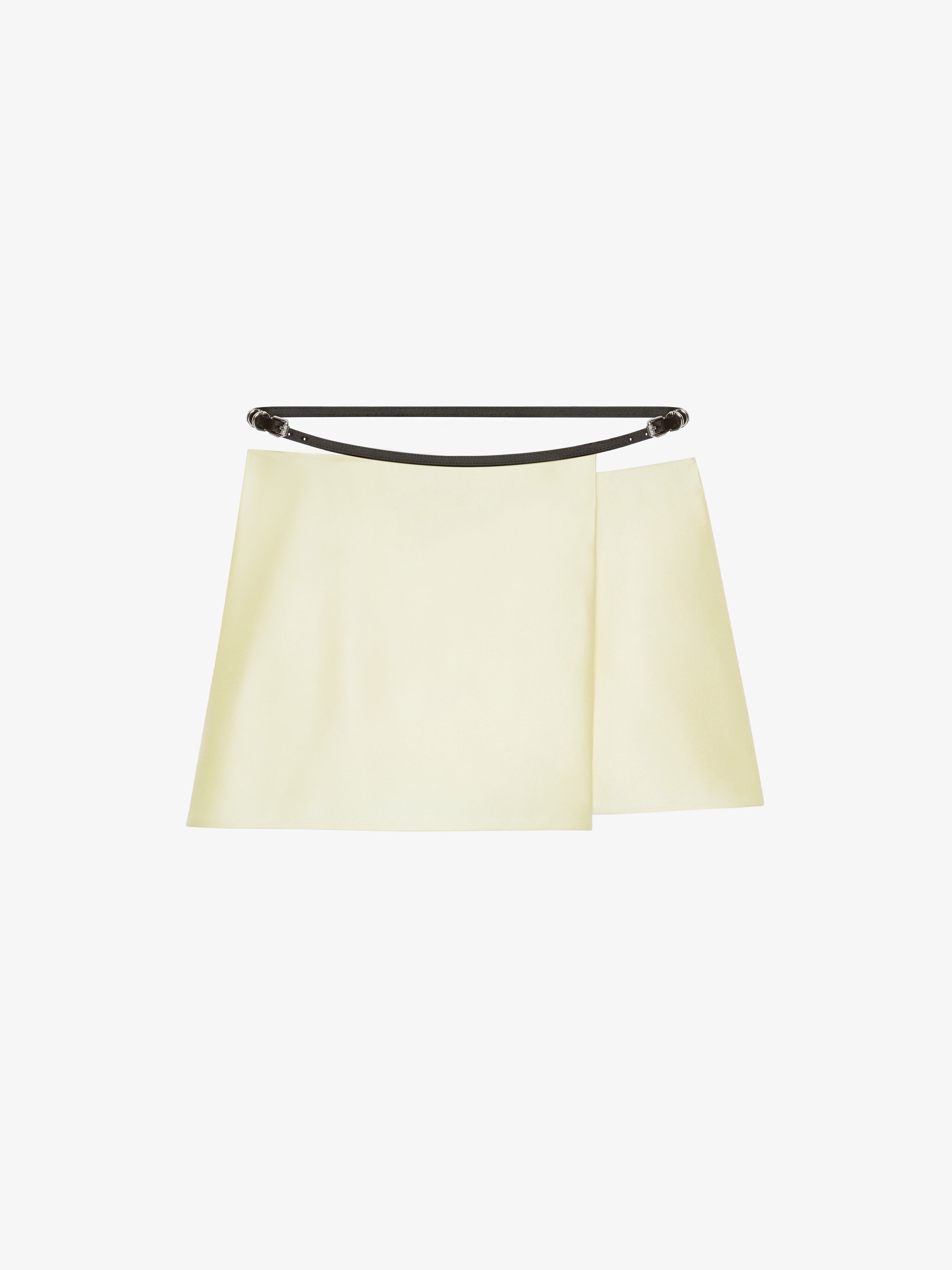 Shop Givenchy Voyou Wrap Mini Skirt In Silk Satin Duchesse In Butter