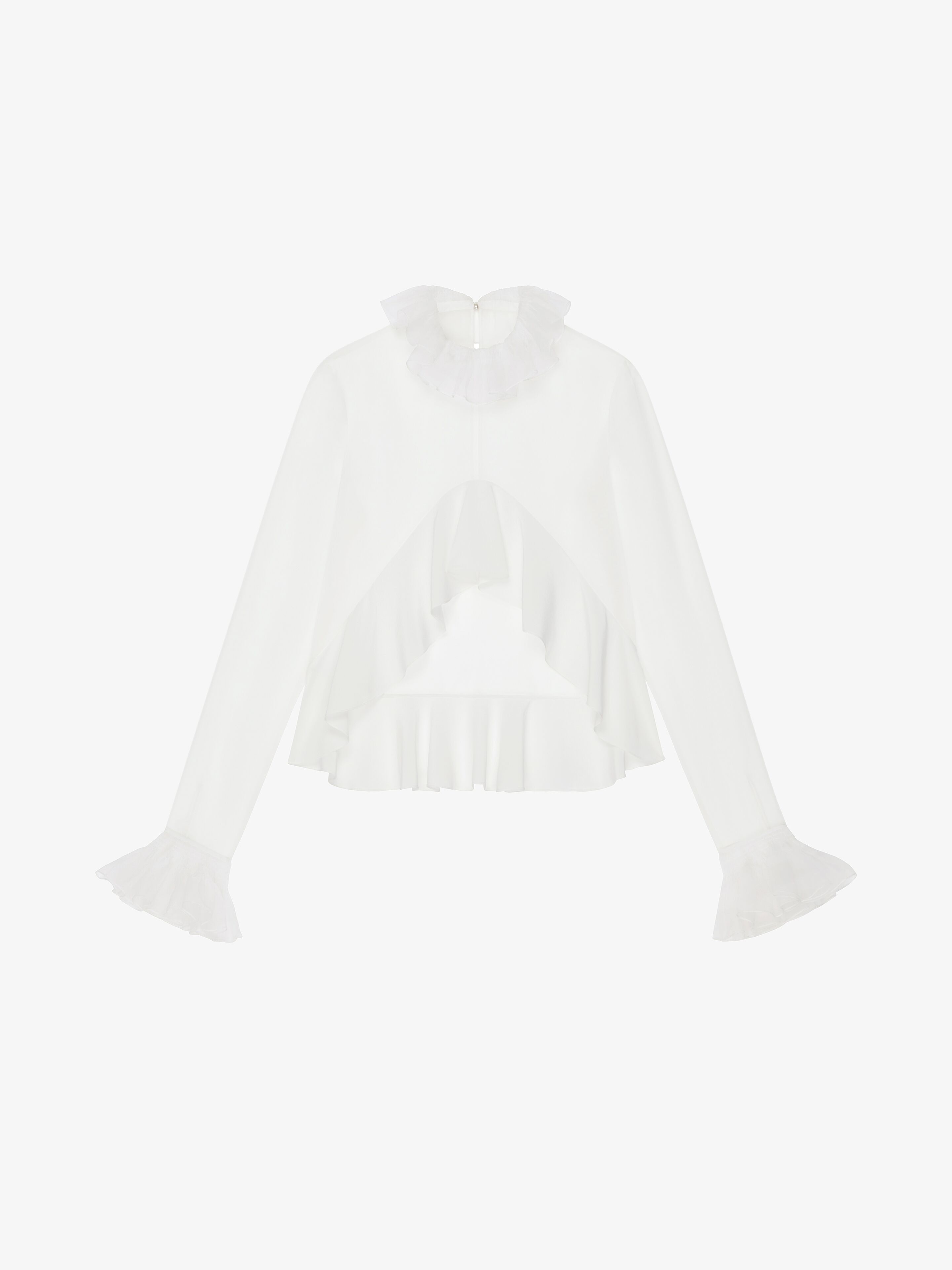 Givenchy Blouse En Organza Avec Volants In White