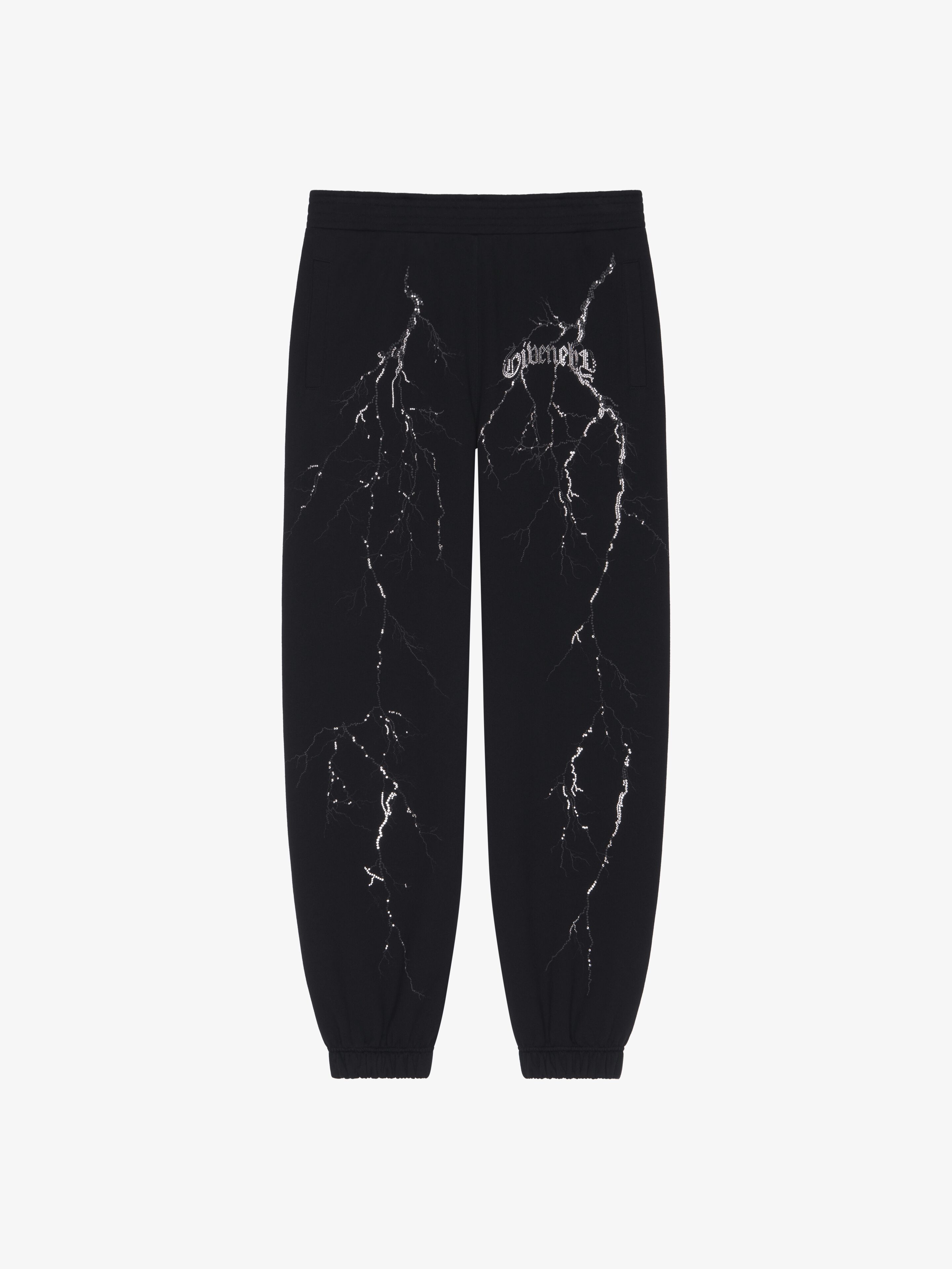 Shop Givenchy Jogger Pants In Fleece With Reflective Artwork In Black