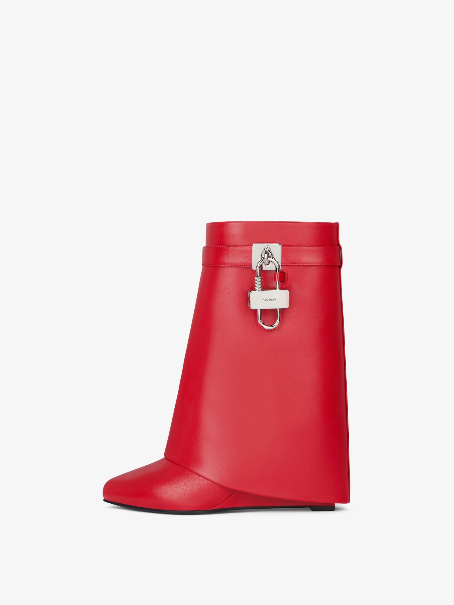 Shark Lock ankle boots in leather - red | Givenchy US