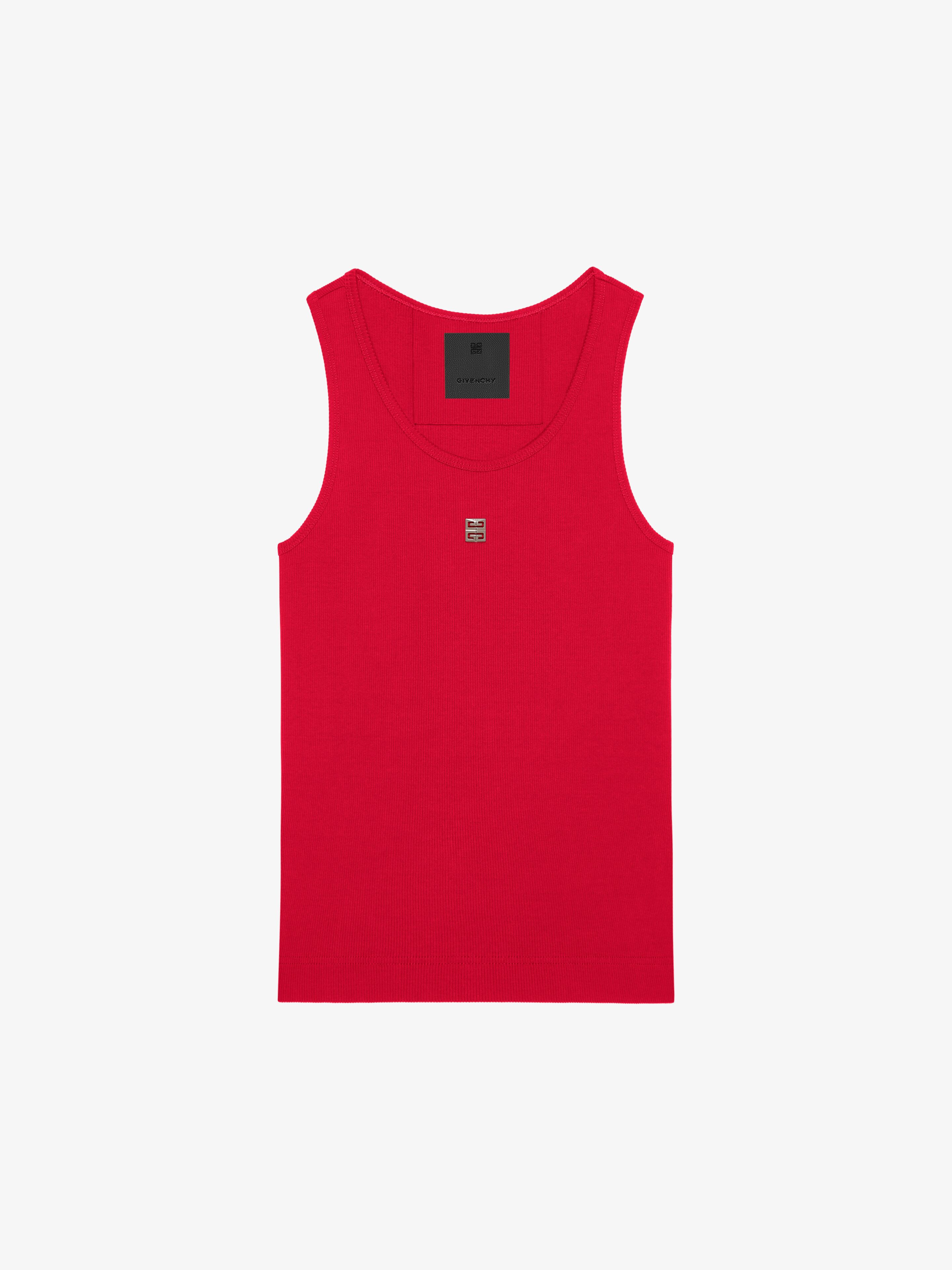 Givenchy - For Women - Slim Fit Tank Top In Cotton With 4G Detail - Red - For Women - Size: L