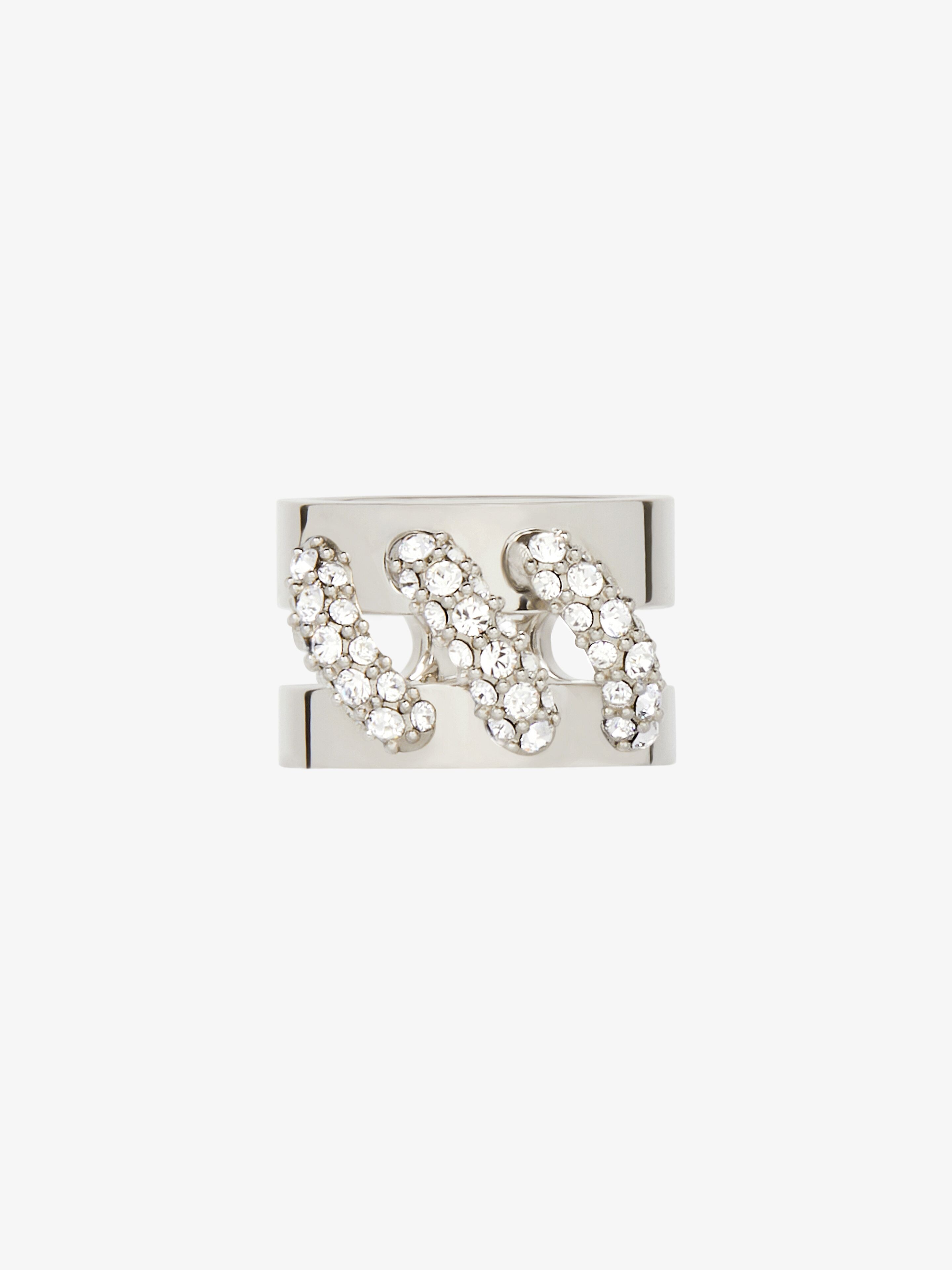 Givenchy Women's Stitch Ring In Metal With Crystals In Silvery