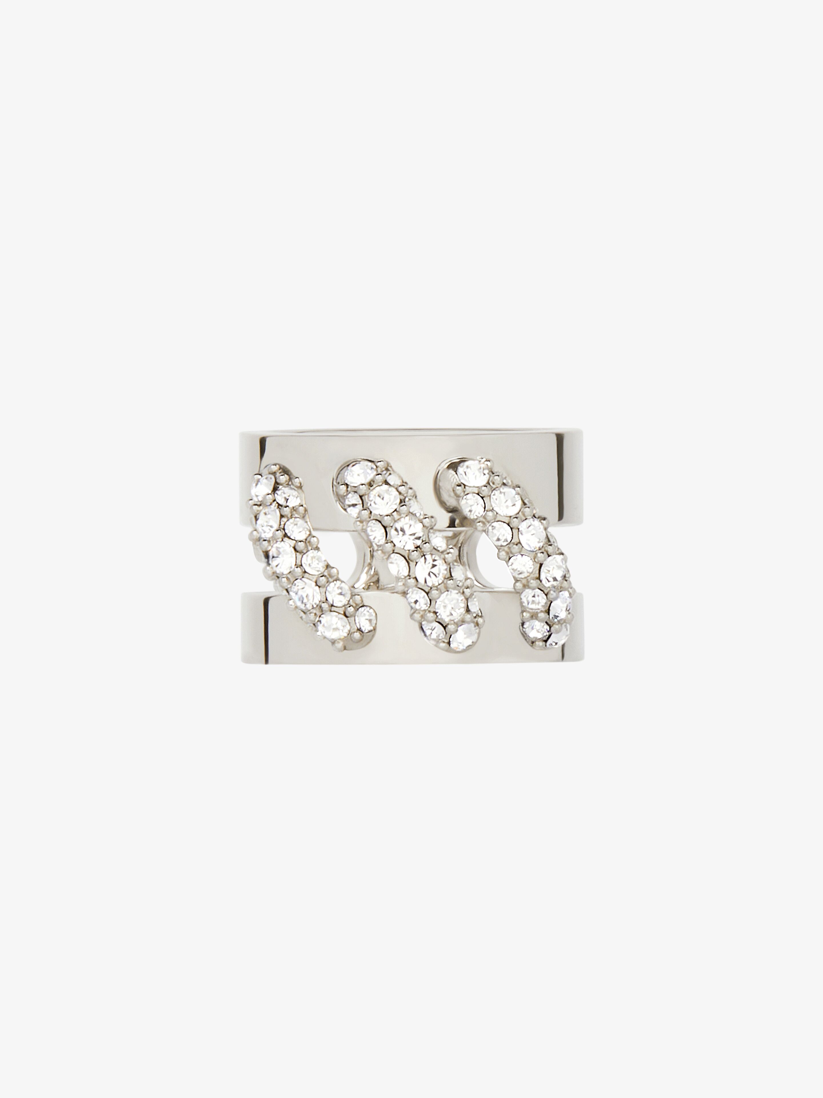 Givenchy - Bague Stitch En Métal Avec Cristaux - Argente - pour Femme - Taille : 52
