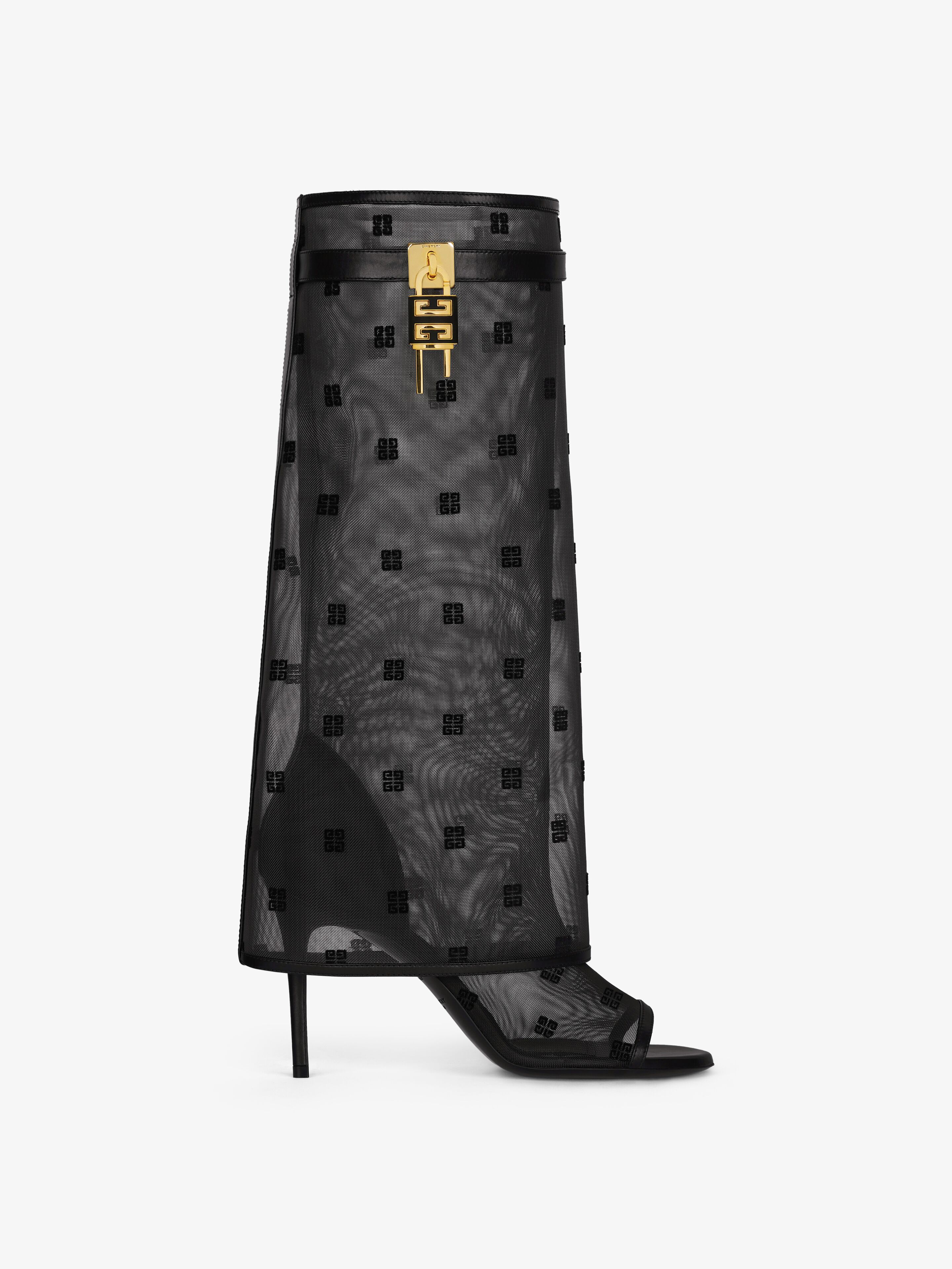 Givenchy - Bottes Sandales Shark Lock Stiletto En Résille 4G - Noir - pour Femme - Taille : 35
