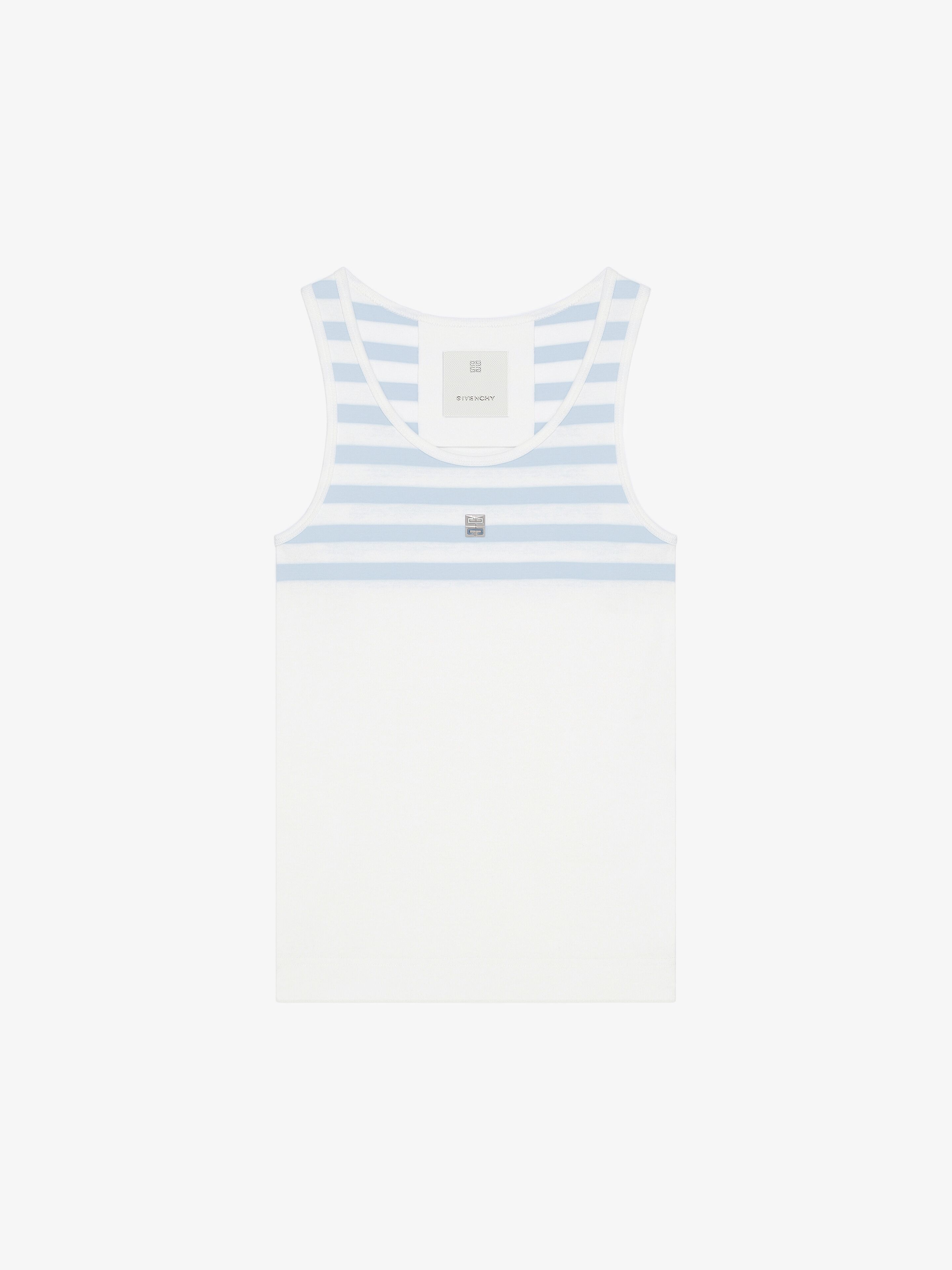 Givenchy - Slim Fit Striped Tank Top In Cotton And 4G Detail - White - Women - Size: XL