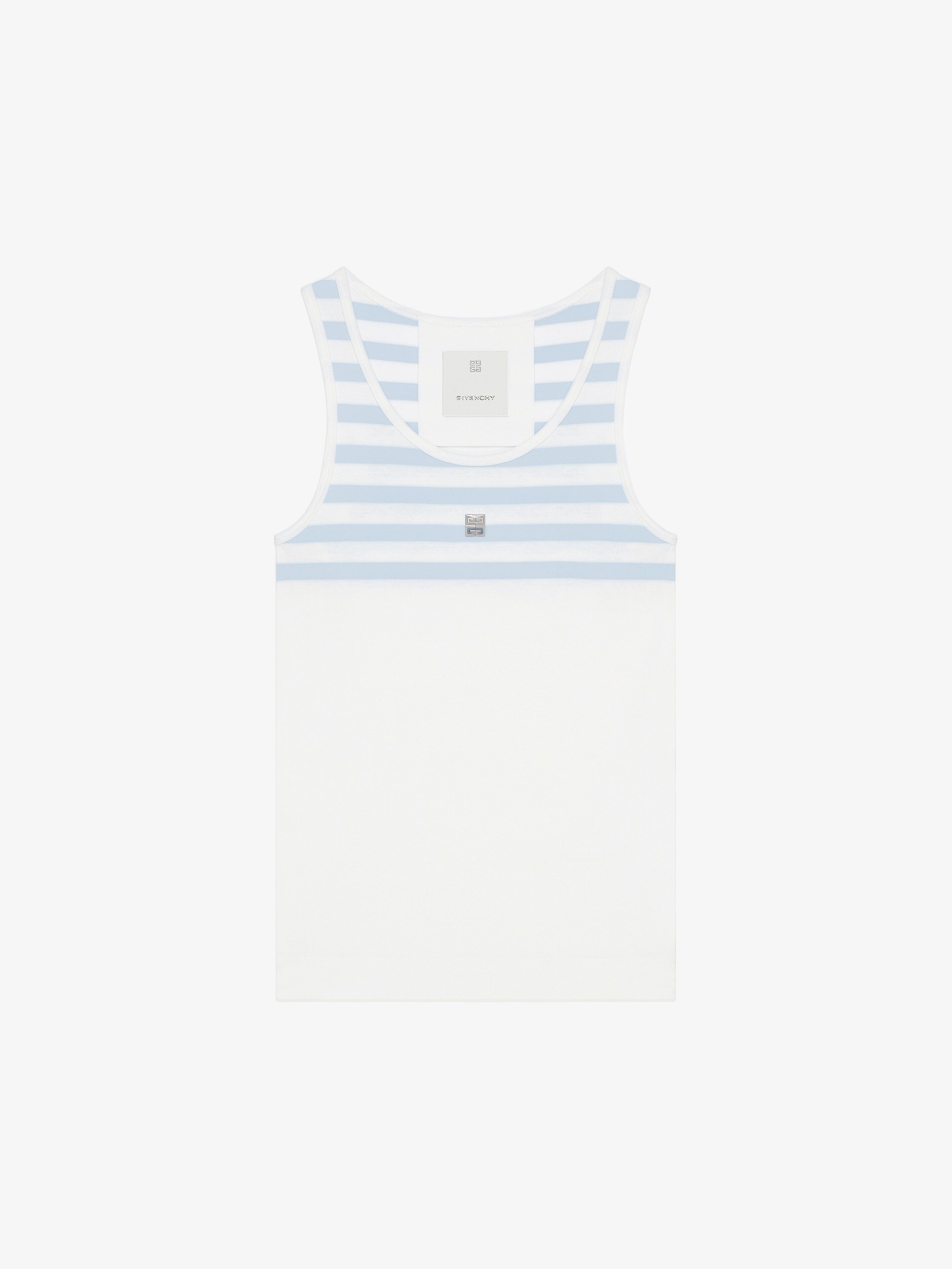 Givenchy - Débardeur Rayé Slim En Coton À Détail 4G - Blanc - pour Femme - Taille : XS