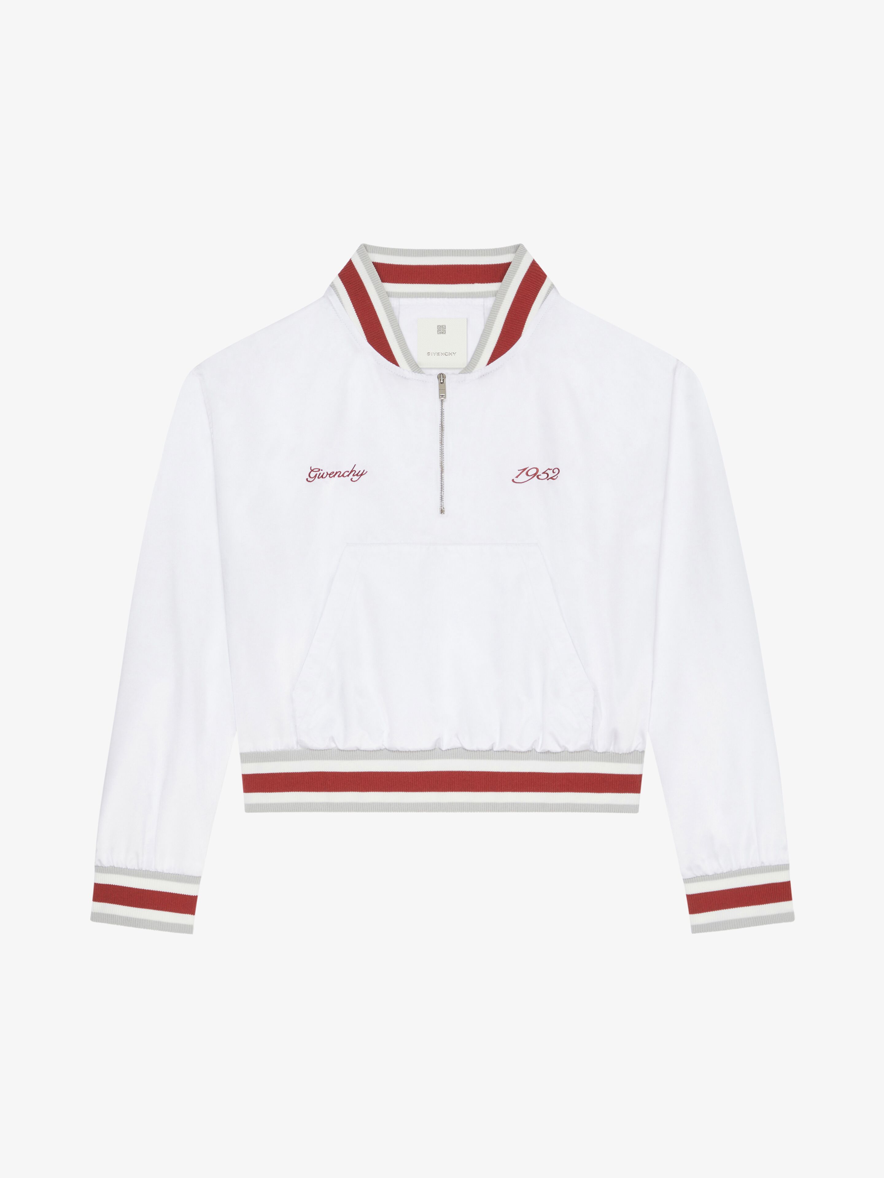 Shop Givenchy 1952 Shiny Pull-over Bomber Jacket In White